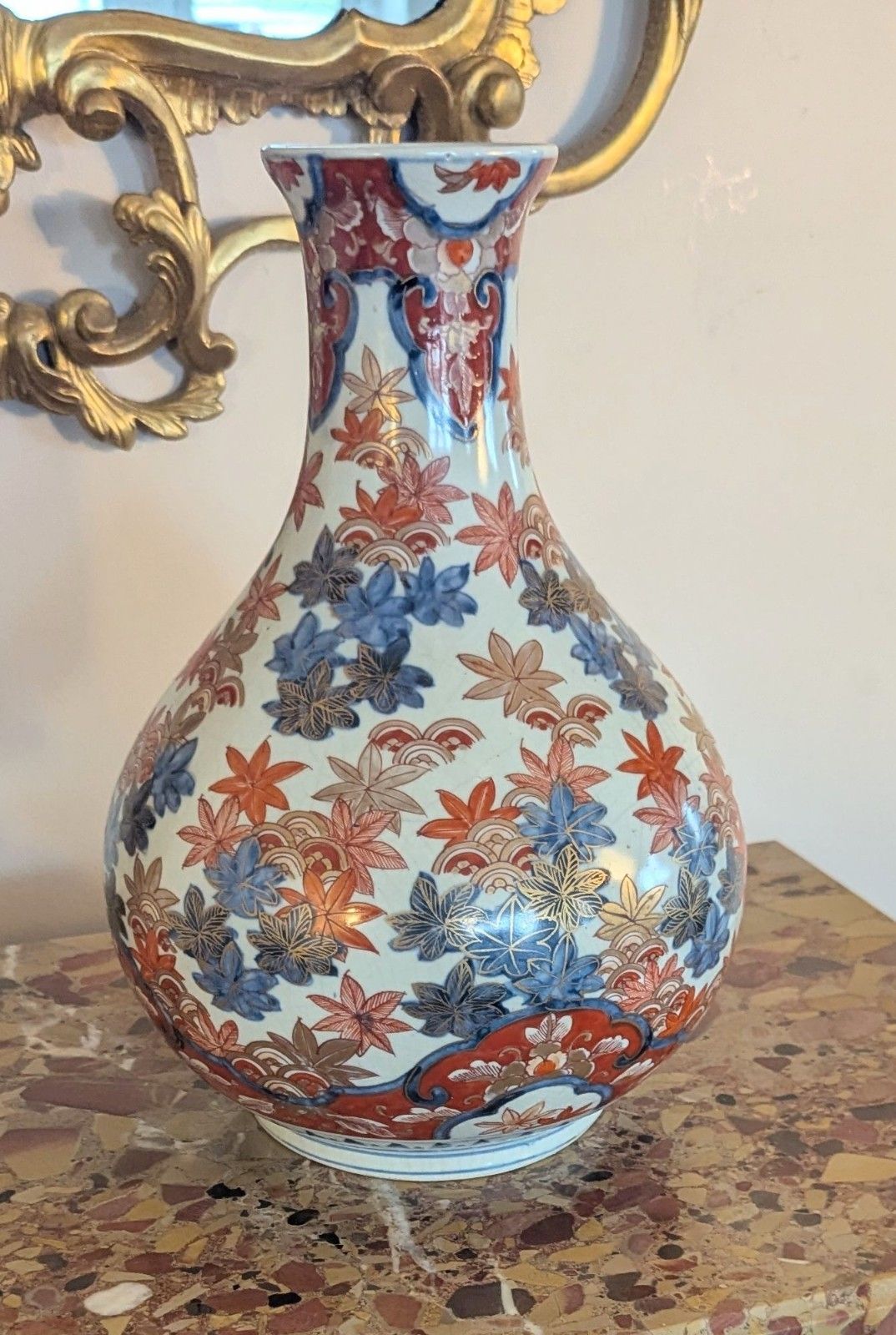 Long Neck Japanese Imari Vase Meiji Period 1868 1912 Delivery Available 0377. photo vinterior