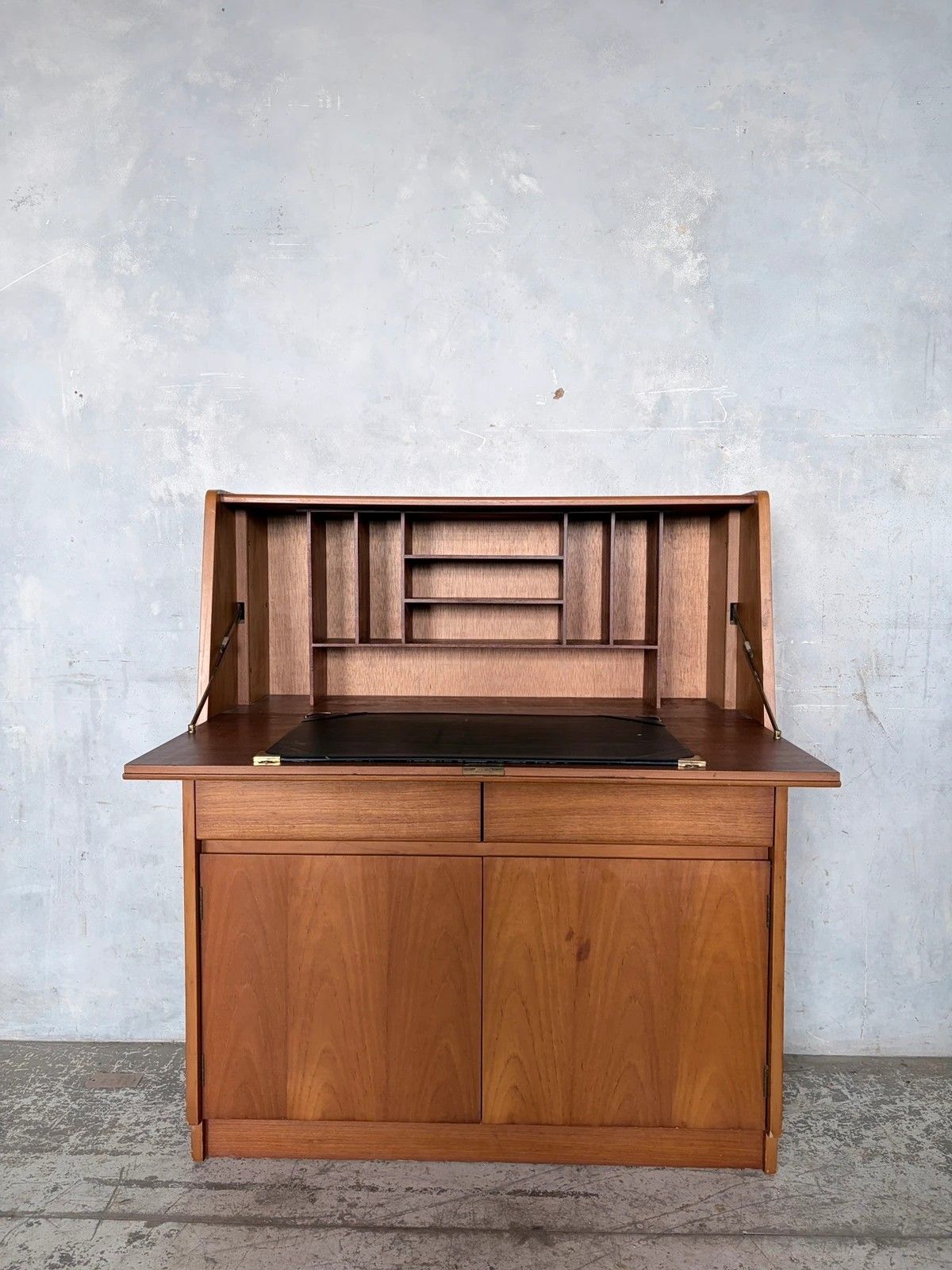 Mid Century Remploy Teak Bureau Desk Compact Drop Front Writing Bureau Cabinet photo buy