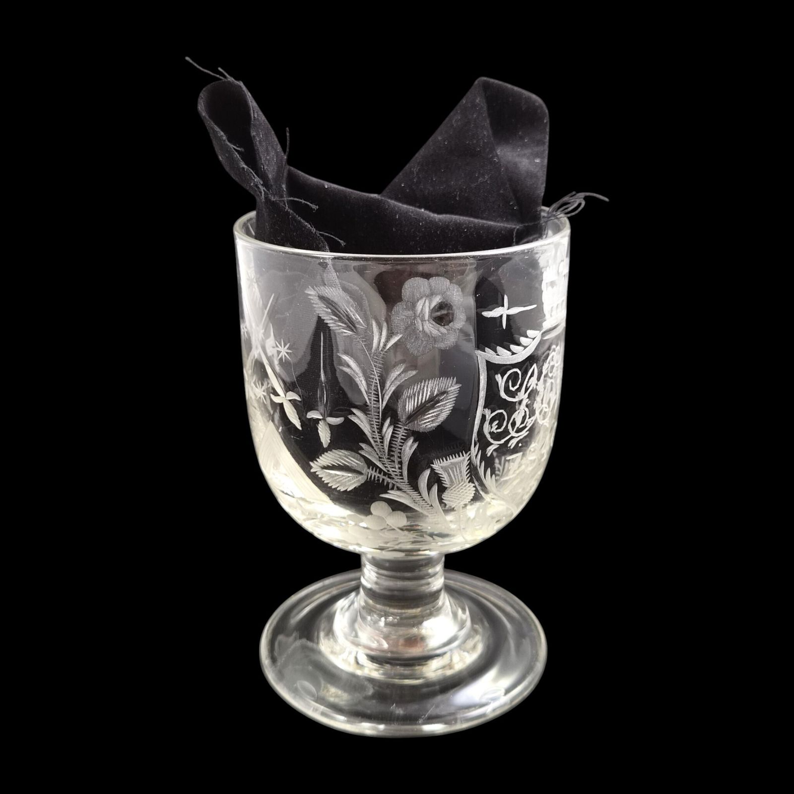 North East English Engraved Gaof Lead Glass Rummer, C.1820–1830 photo vintage