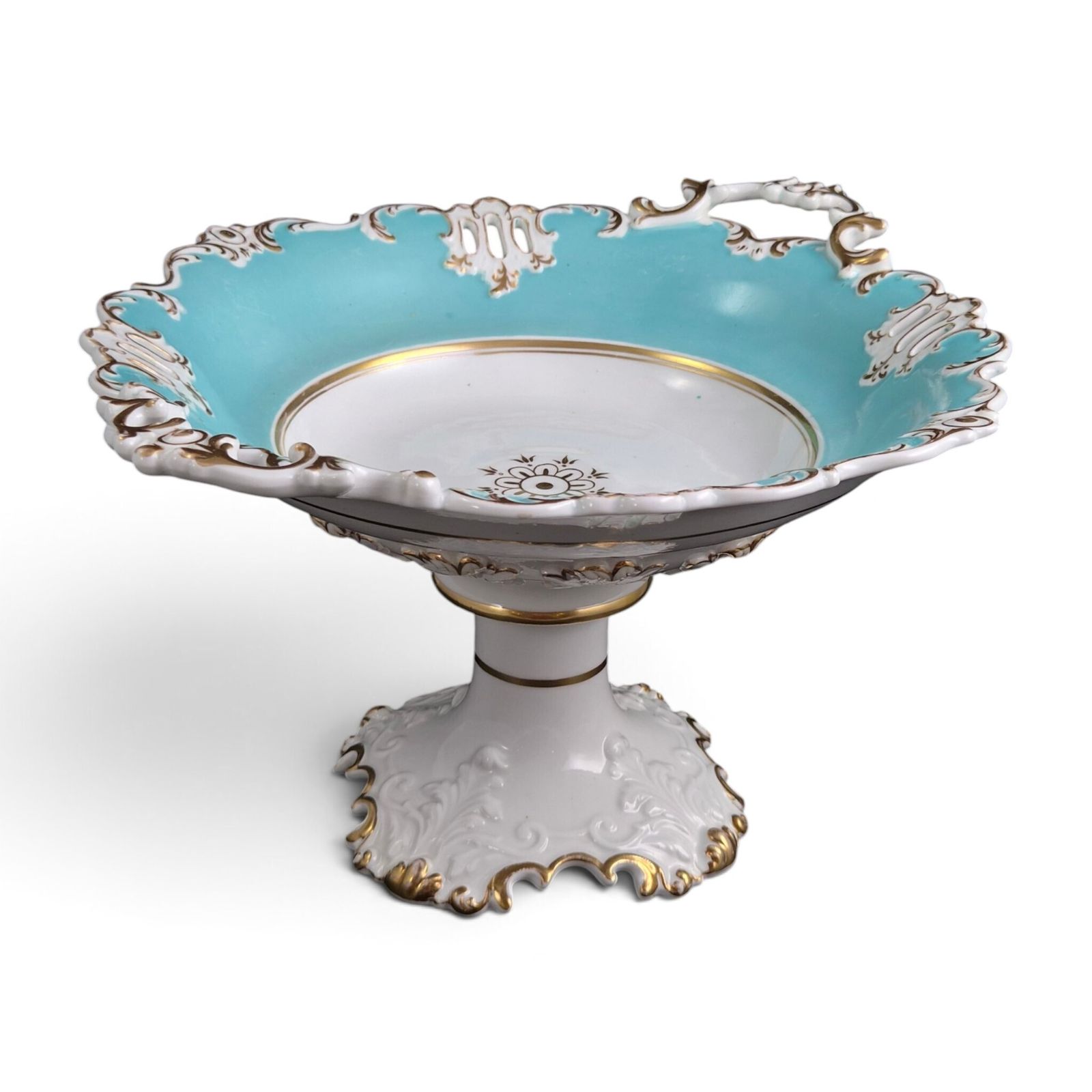 Coalport Turquoise Rococo Pedestal Bowl, C.1840–1850