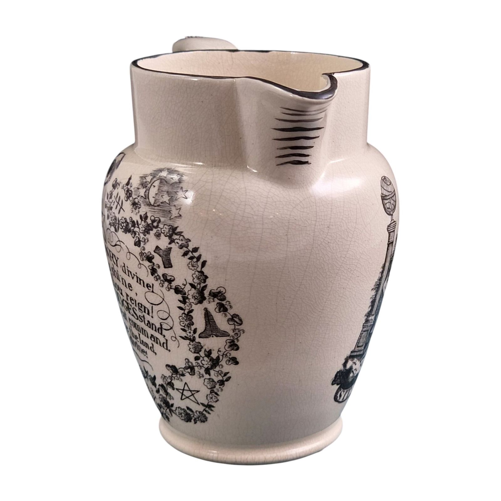 Staffordshire Maçonniek Creamware Kruikje, begin 19e eeuw, ca. 1810 photo 450.0