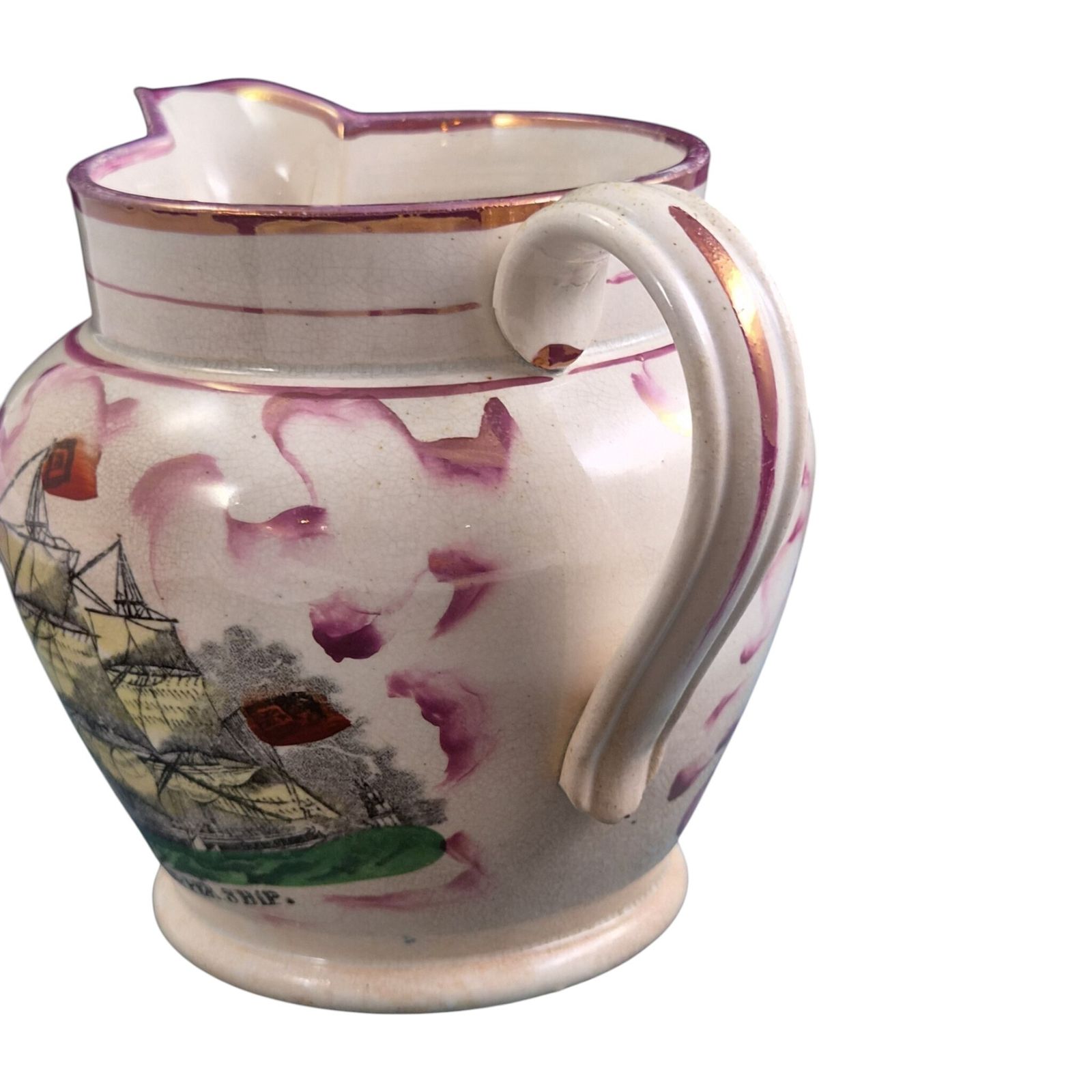 Antique Sunderland Garrison Pottery Masonic & Clipper Ship Jug, C.1855 photo 450.0
