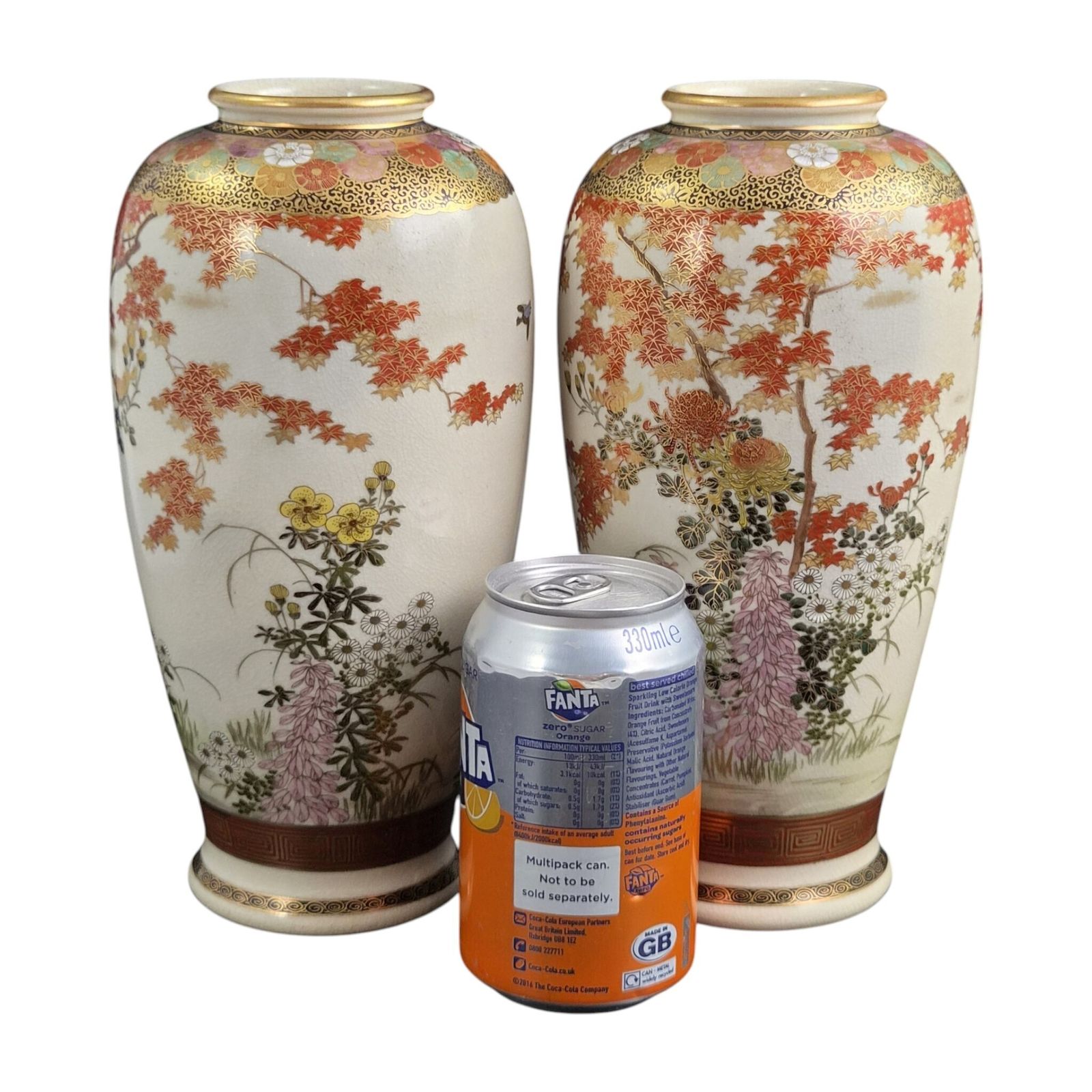 photo buy Pair Of Large Fine Japanese Satsuma Vases, Maruni Kobe, Late Meiji Period