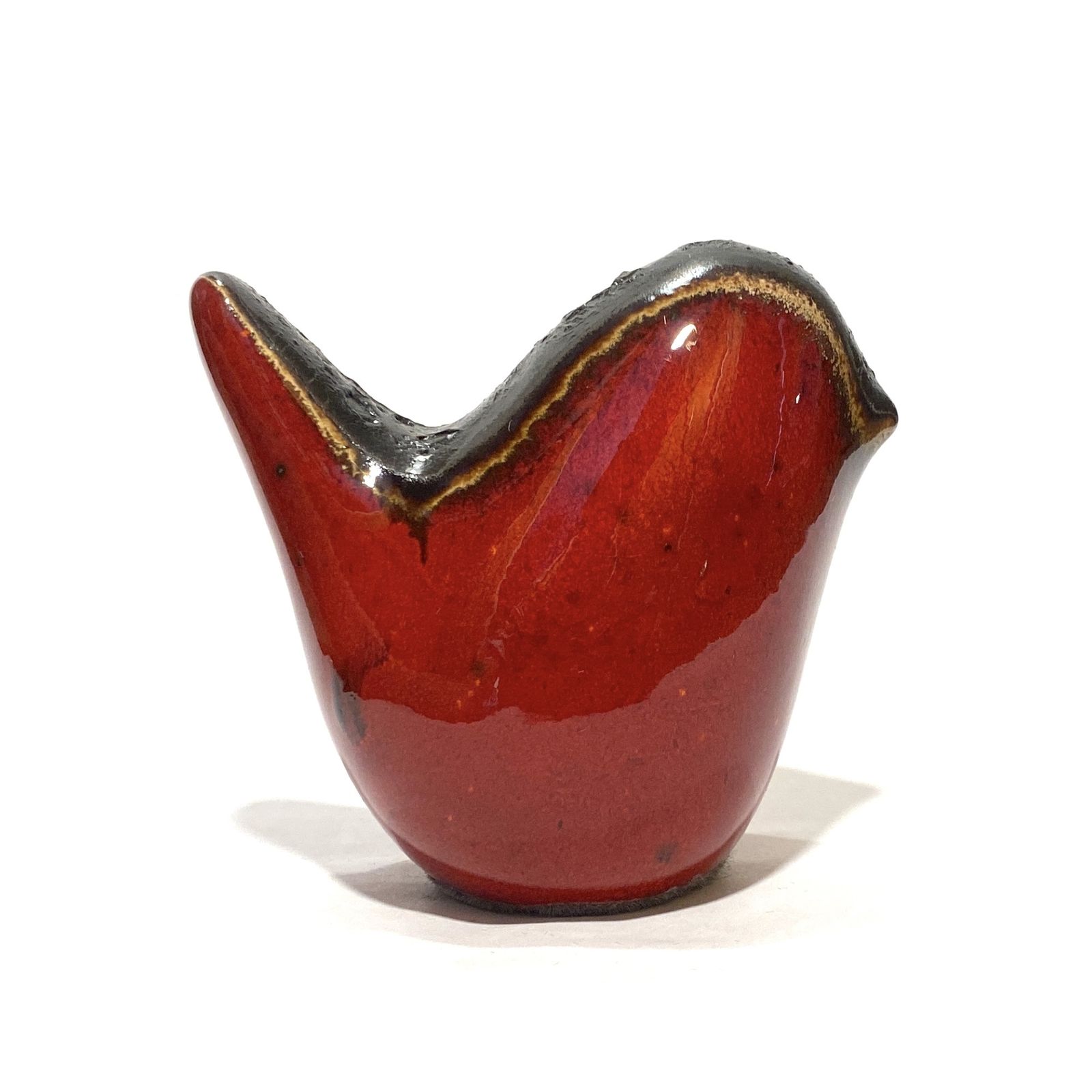 Otto Keramik vogel in rode Fat Lava-glazuur, keramisch ornament in West German Pottery-stijl photo for sale