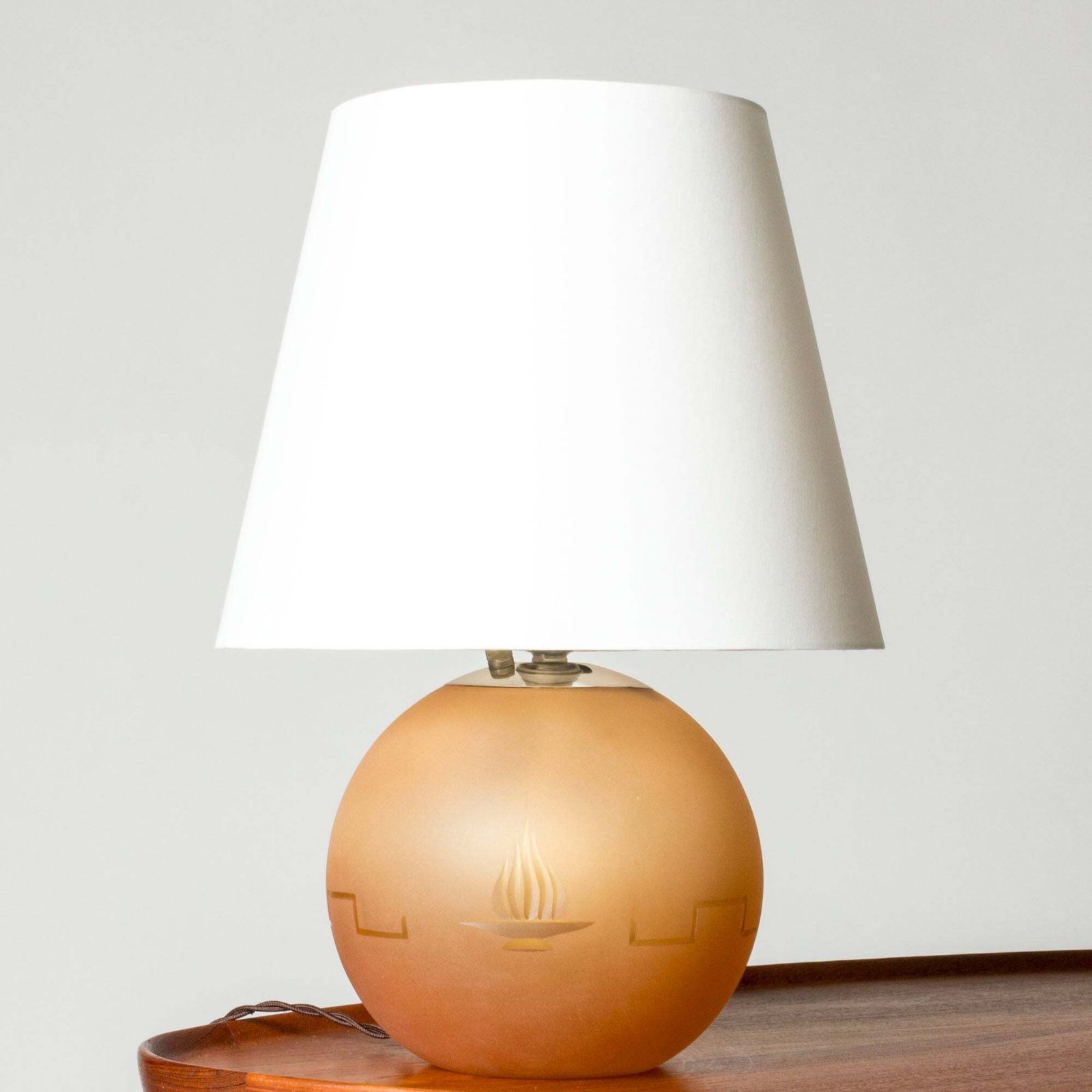 Swedish Grace Glass Table Lamp Attributed To Elis Bergh, Kosta, Sweden, 1930s photo for sale