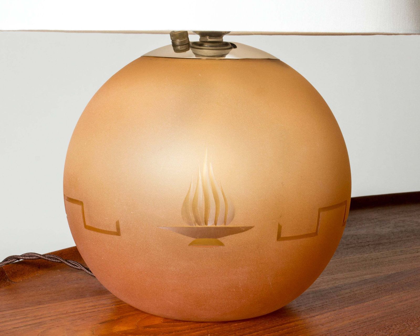 Swedish Grace Glass Table Lamp Attributed To Elis Bergh, Kosta, Sweden, 1930s photo vintage