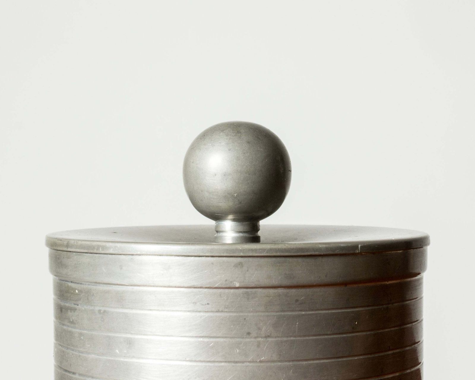Functionalist Lidded Pewter Box From Gab, Sweden, 1935 photo vintage
