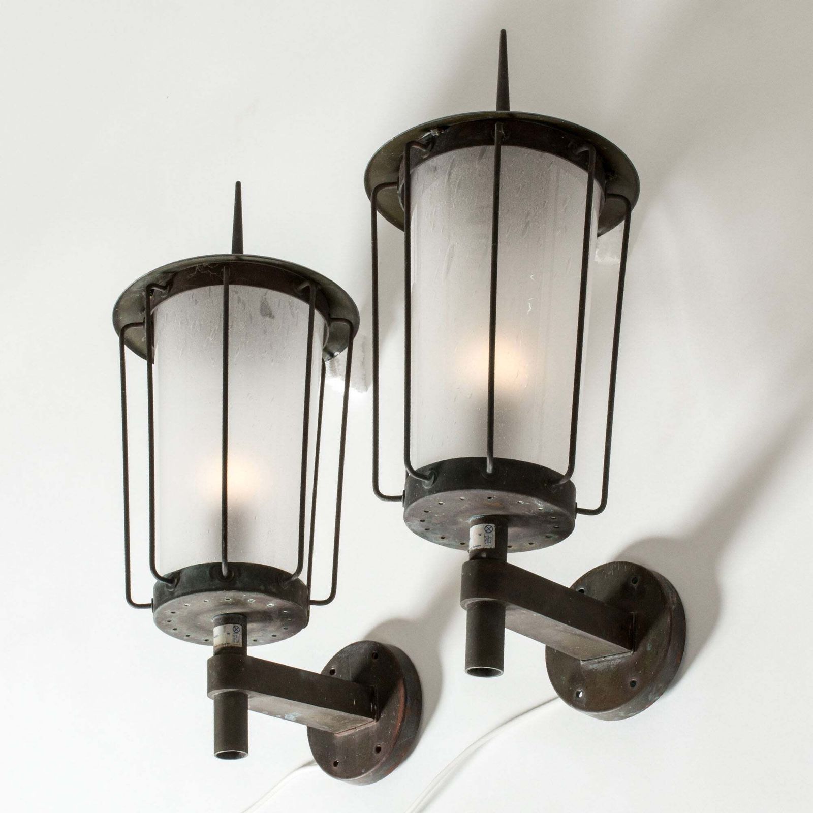 Appliques murales scandinaves en cuivre par Hans Bergström, Ateljé Lyktan, Suède, années 1940 photo Luminaires