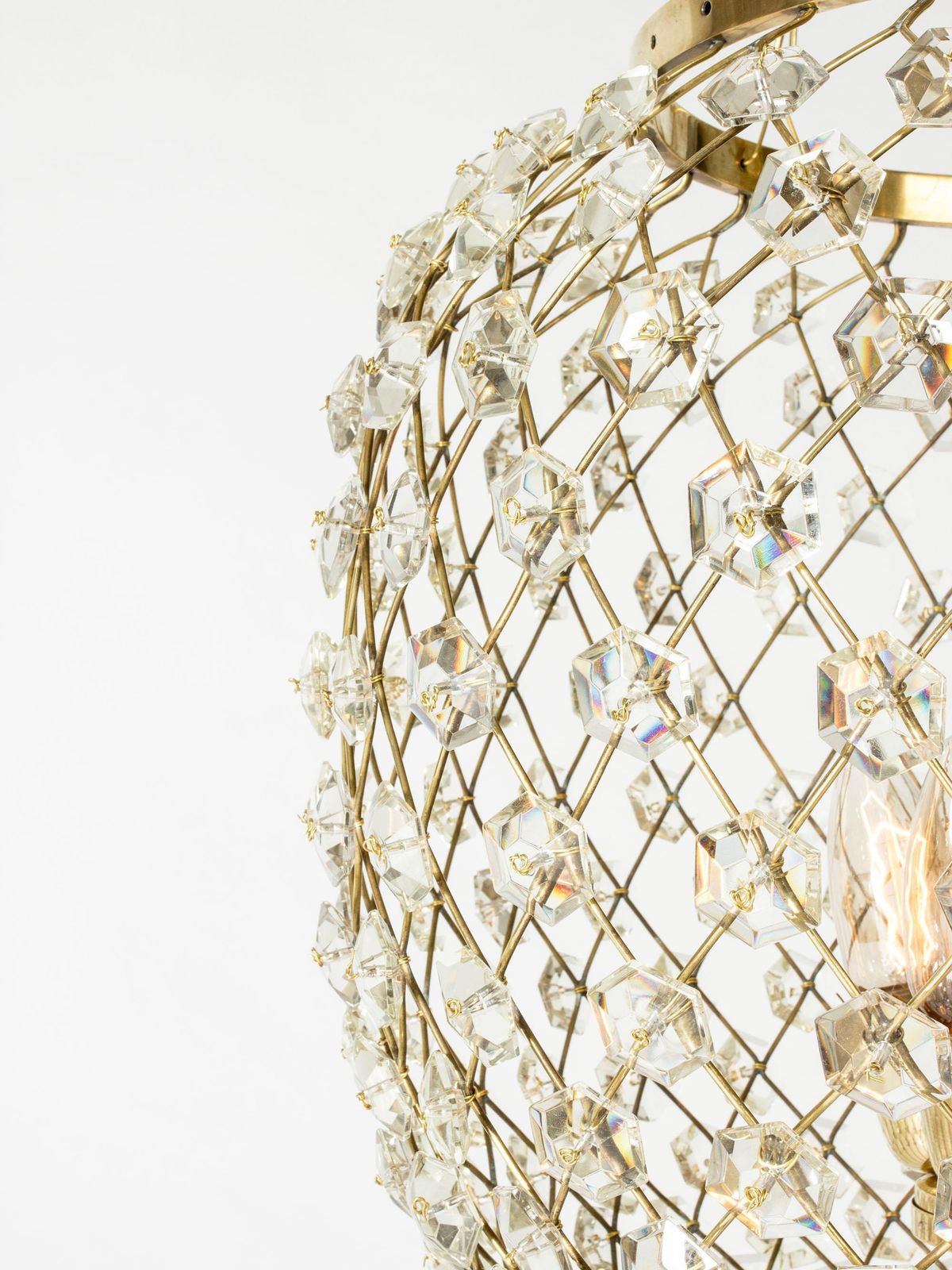 Lustre moderne suédois par Bertil Brisborg, Nordiska Kompaniet, Suède, années 1940 photo vinterior