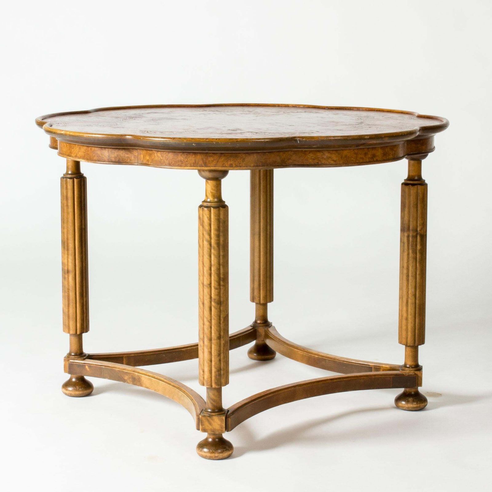 Swedish Neoclassical Coffee Table In Birch And Root Veneer, Sweden, 1930s photo Furniture