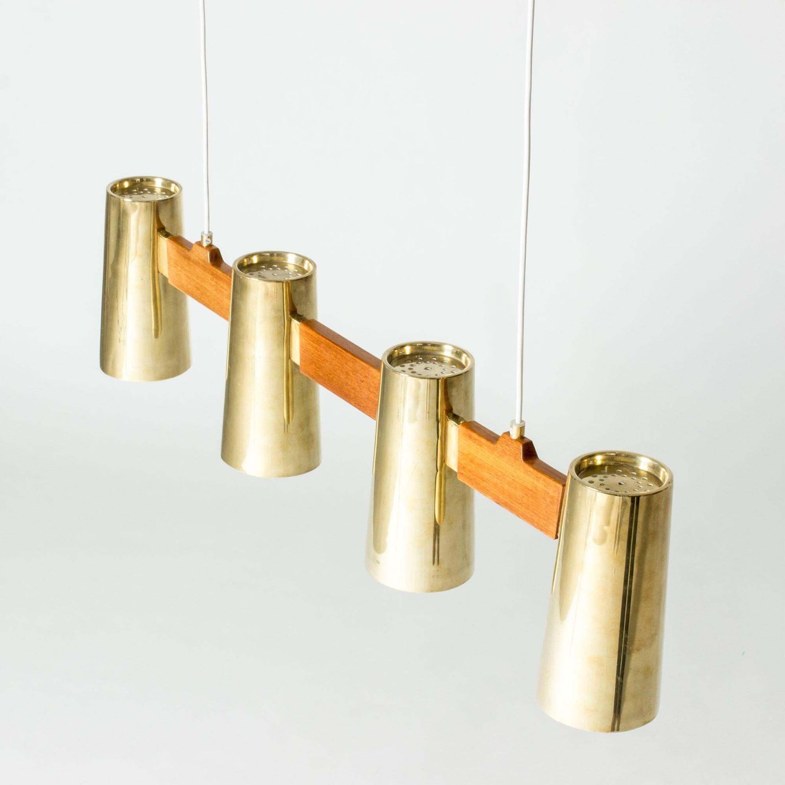Suspension mid-century modern en teck et laiton, par Hans Bergström, Suède, années 1950 photo 12442.0