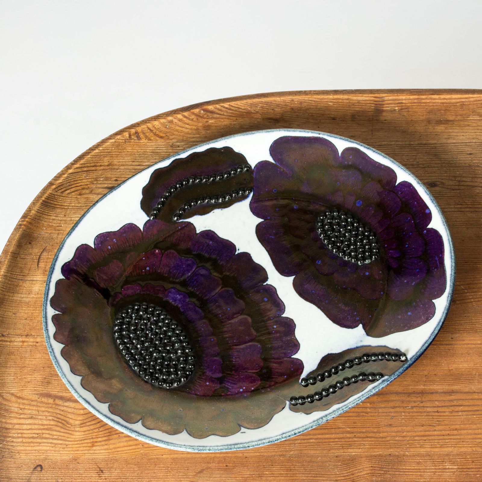 Unique Stoneware Platter By Birger Kaipiainen For Arabia, Finland, 1960/70s photo vintage