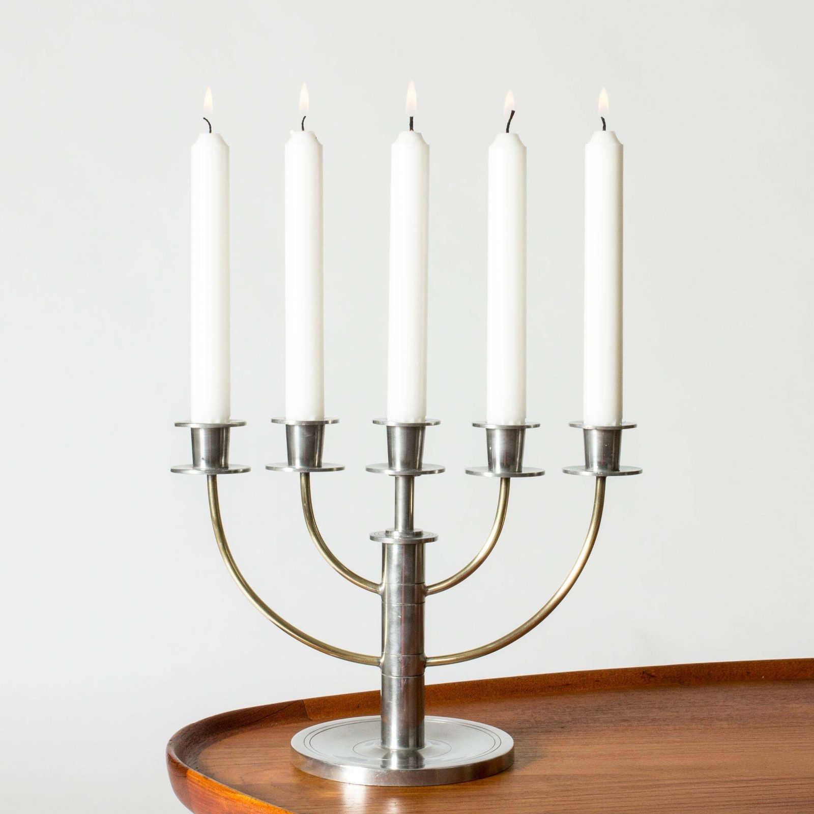 Functionalist tinnen kandelaar, toegeschreven aan Sylvia Stave, Zweden, 1929 photo furniture