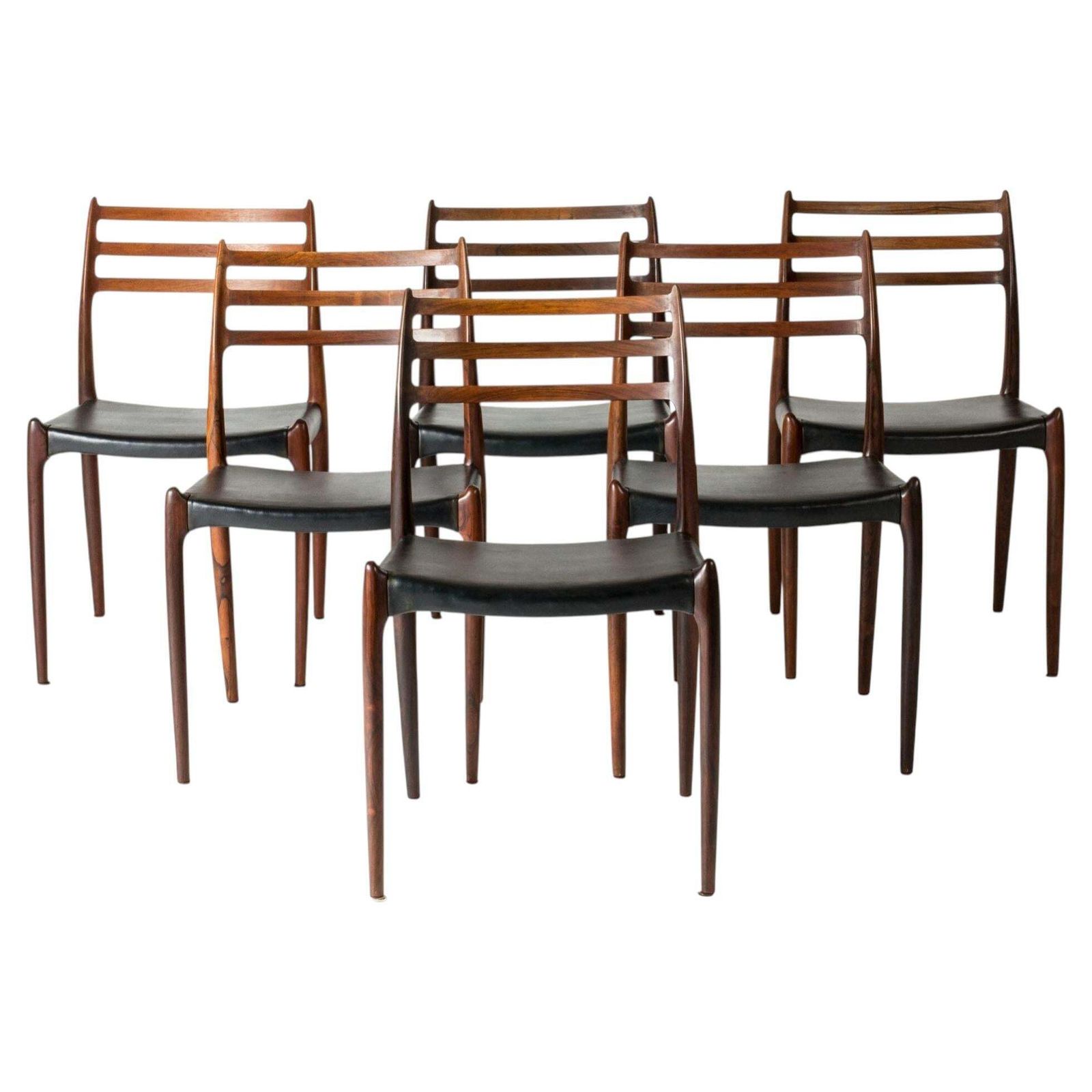 Set Of Six Rosewood Dining Chairs By Niels O. Møller, Denmark, 1960s