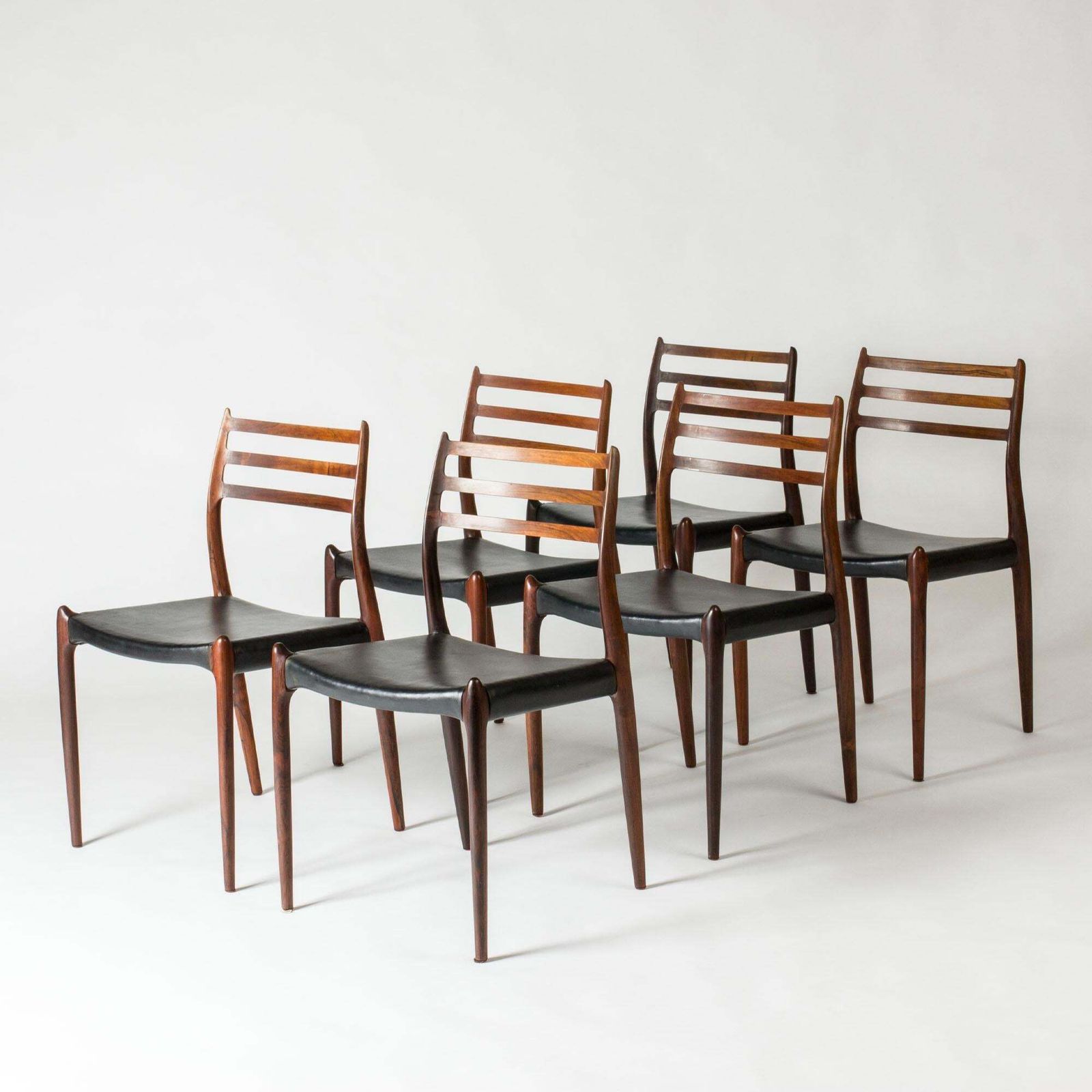 Set Of Six Rosewood Dining Chairs By Niels O. Møller, Denmark, 1960s photo for sale