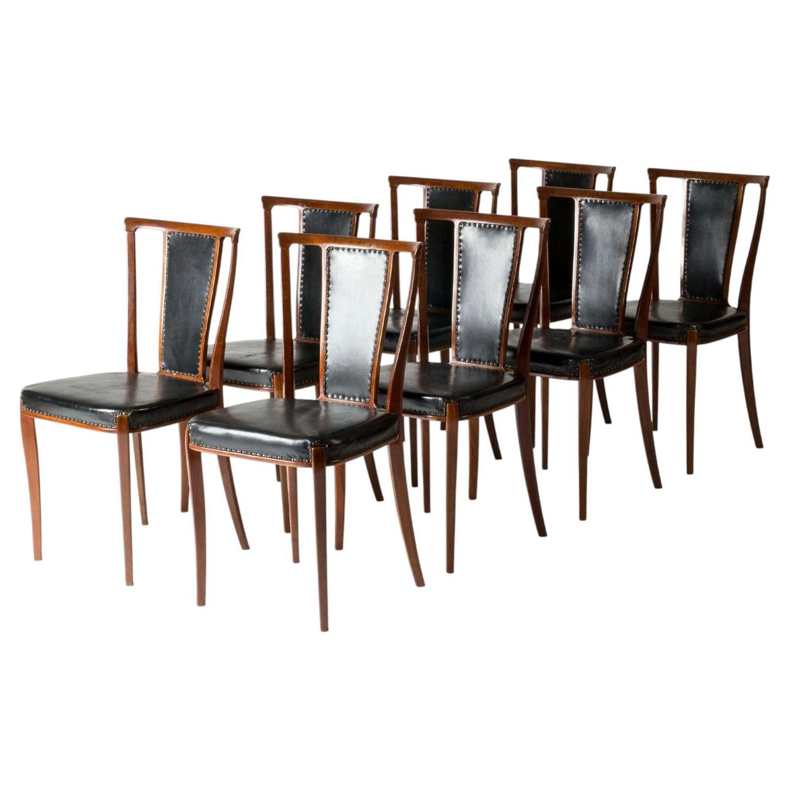 Ensemble de huit chaises de salle à manger suédoises modernes en acajou, par Carl Axel Acking, années 1950