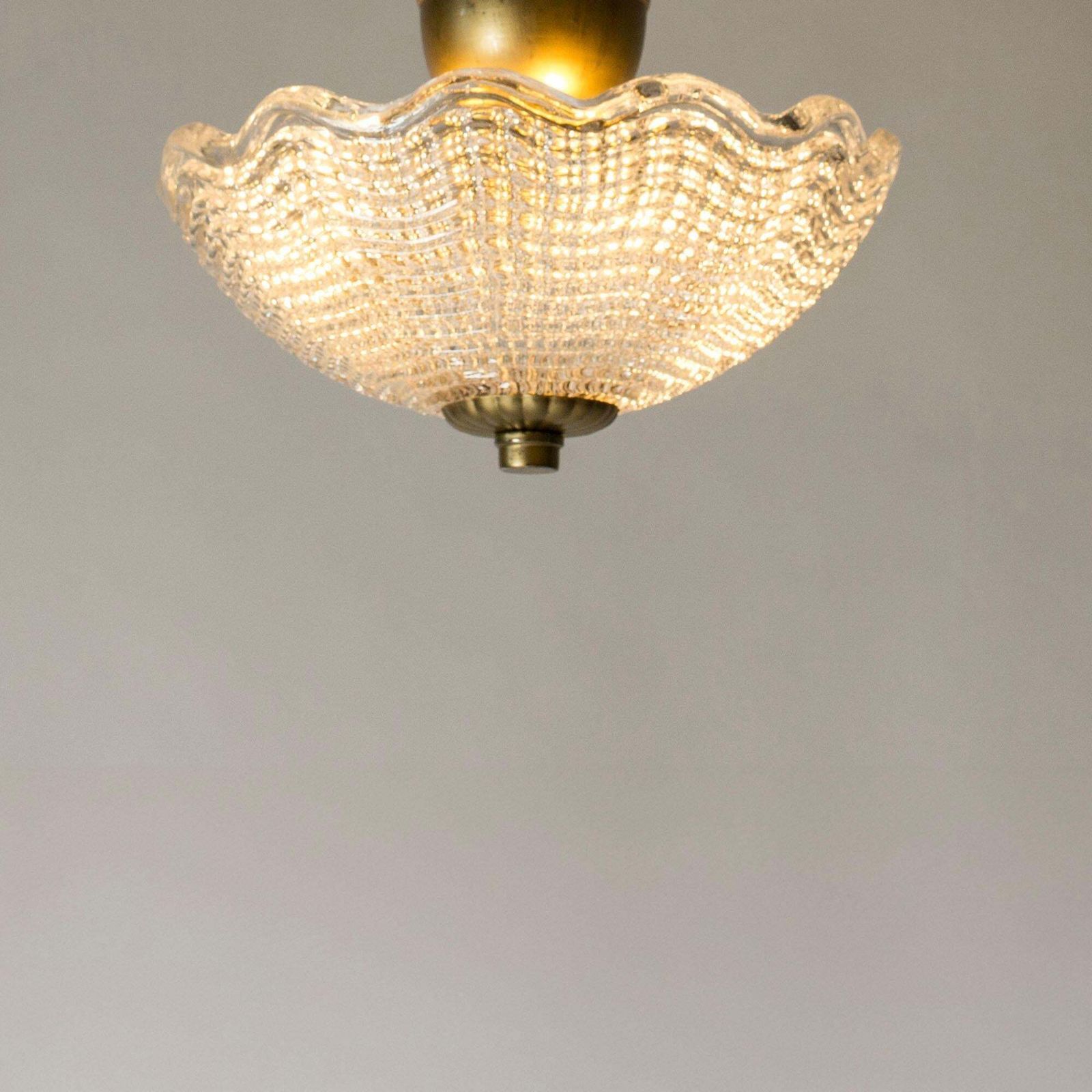 Plafonnier scandinave moderne en verre cristal par Carl Fagerlund, Orrefors, Suède, années 1940 photo Luminaires