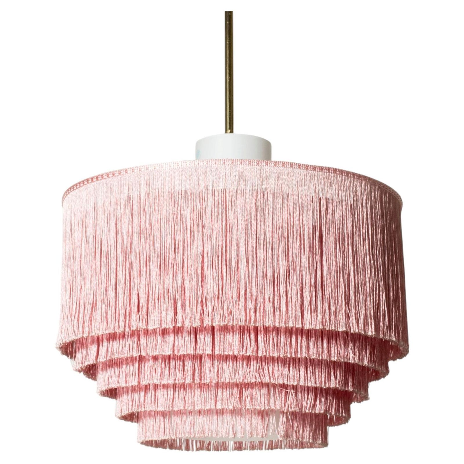 Zeldzame Hans Agne Jakobsson Fringe hanglamp, messing en opaalwit glas