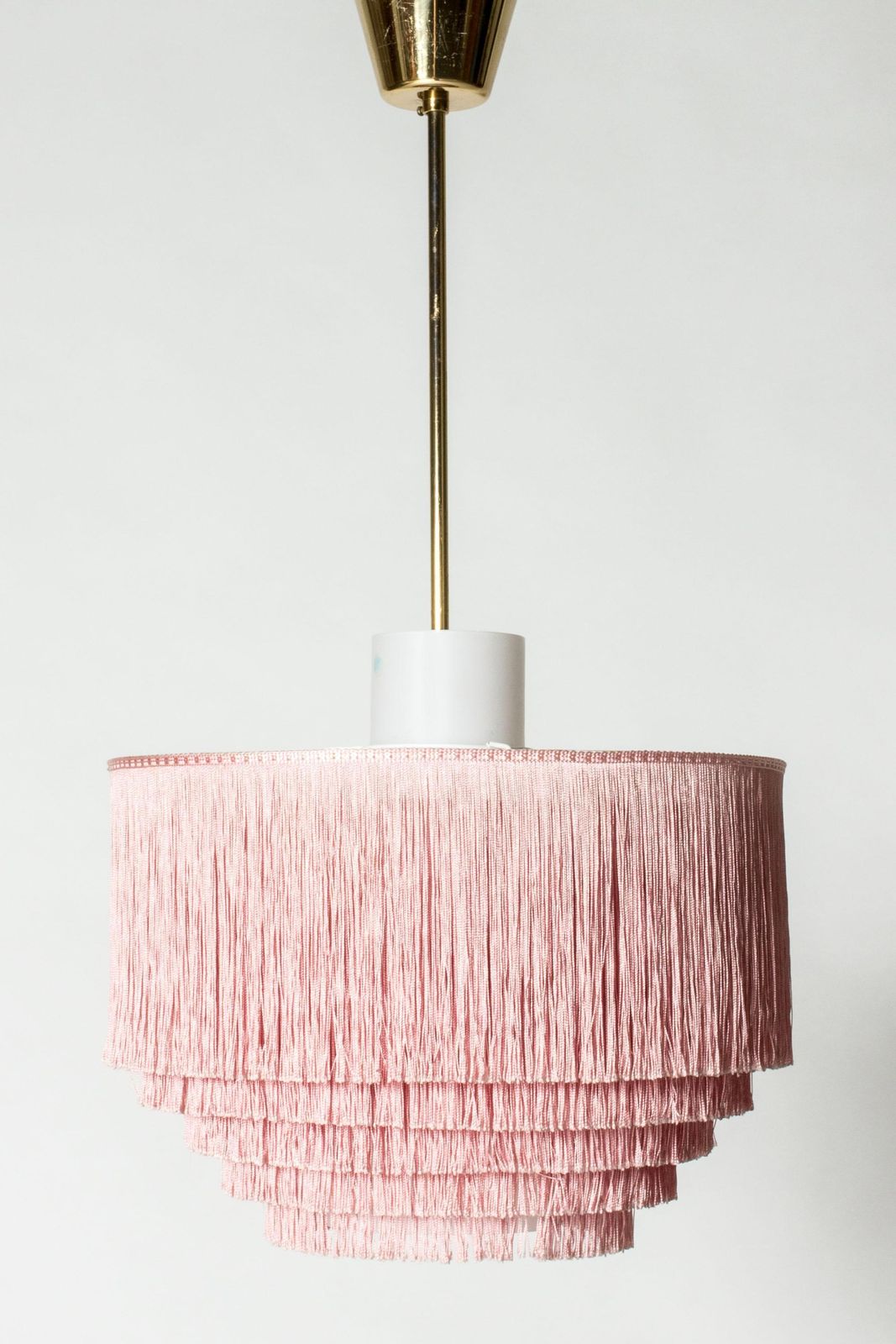 Rare Hans Agne Jakobsson Fringe Pendant Lamp, Brass & Opaline Glass photo furniture