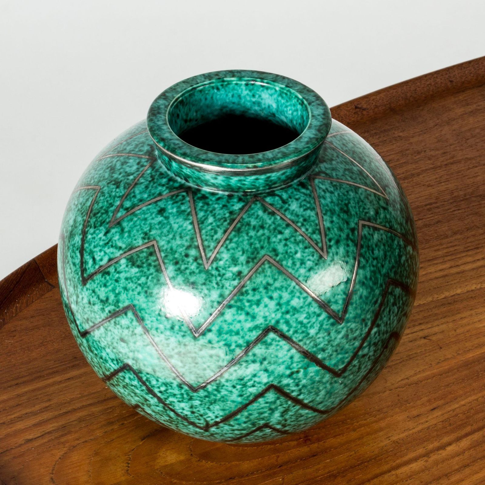 Stoneware "Argenta" vaas van Wilhelm Kåge, Gustavsberg, Zweden, 1937 photo for sale
