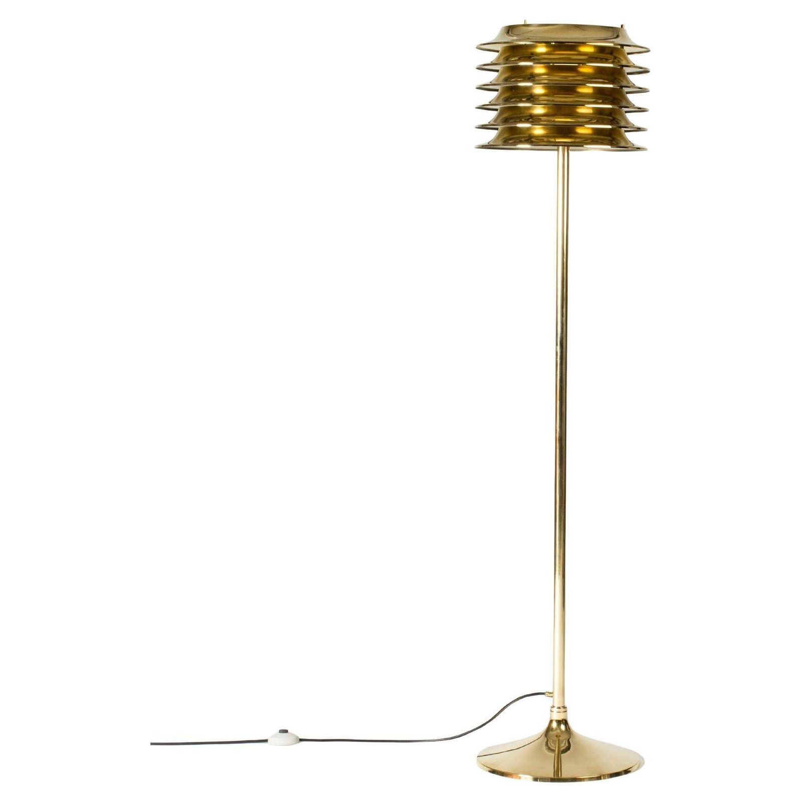 Finse Mid-Century Modern messing vloerlamp van Kai Ruokonen voor Orno, jaren 1970