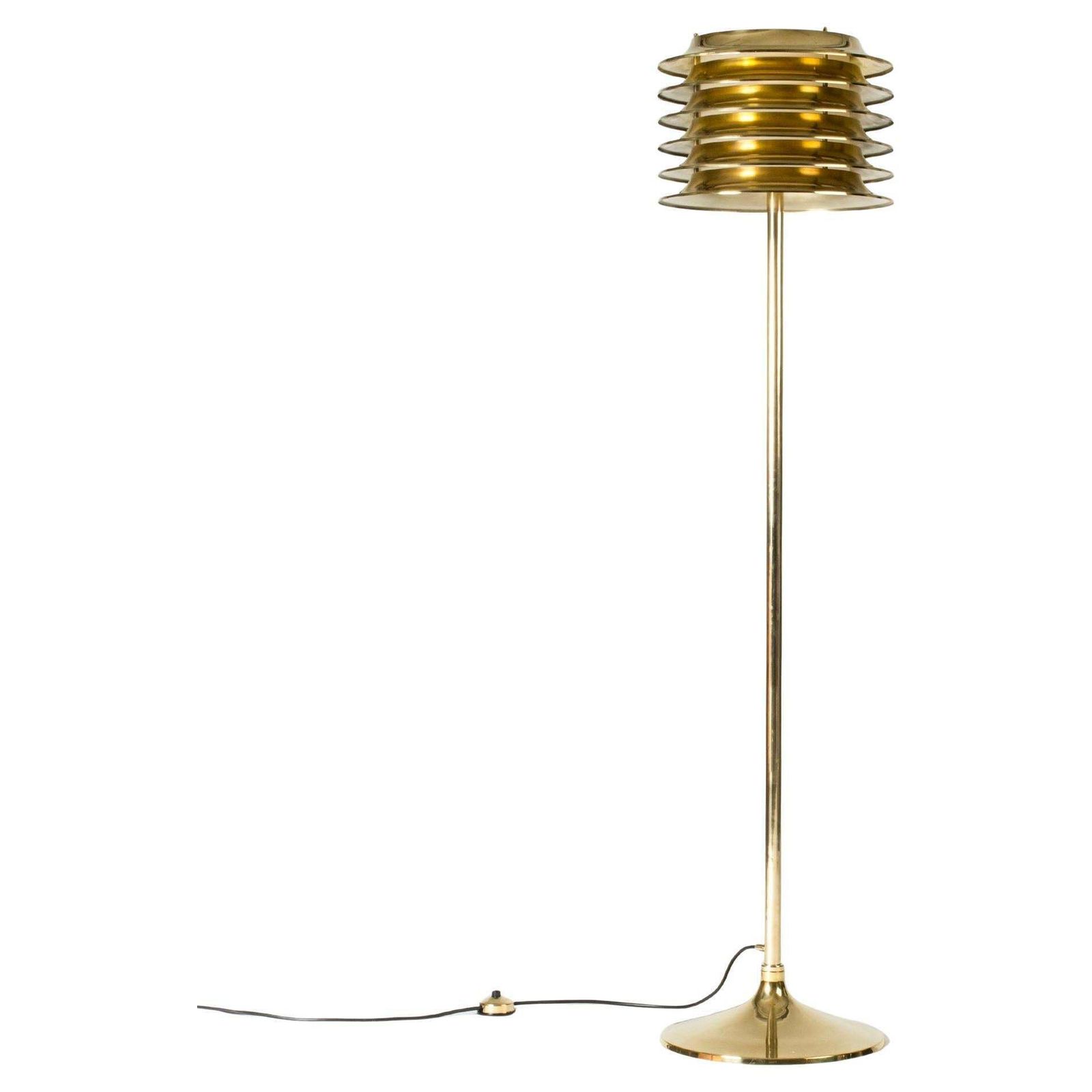 Finnish Midcentury Modern Brass Floor Lamp By Kai Ruokonen For Orno, 1970s