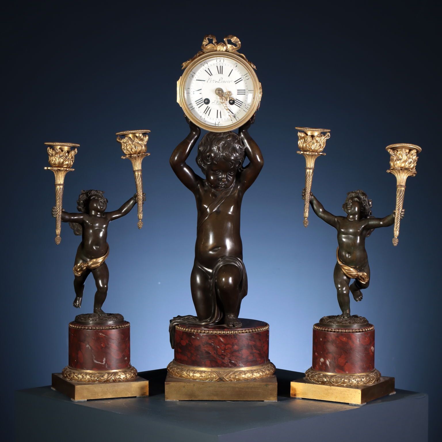 Bronze Triptych With Clock And Candelabra   Attributed To Lenoir And Dasson photo furniture