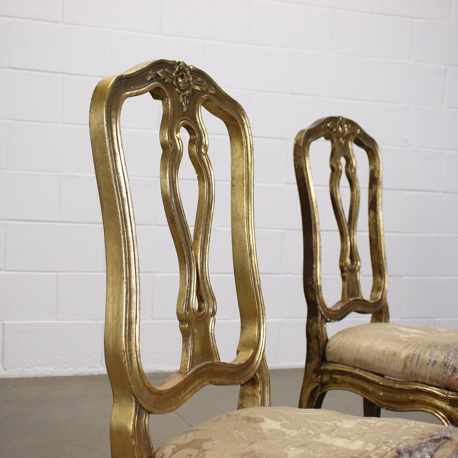 Pair Of Chairs Padded Gilded Wood Italy XX Century photo for sale