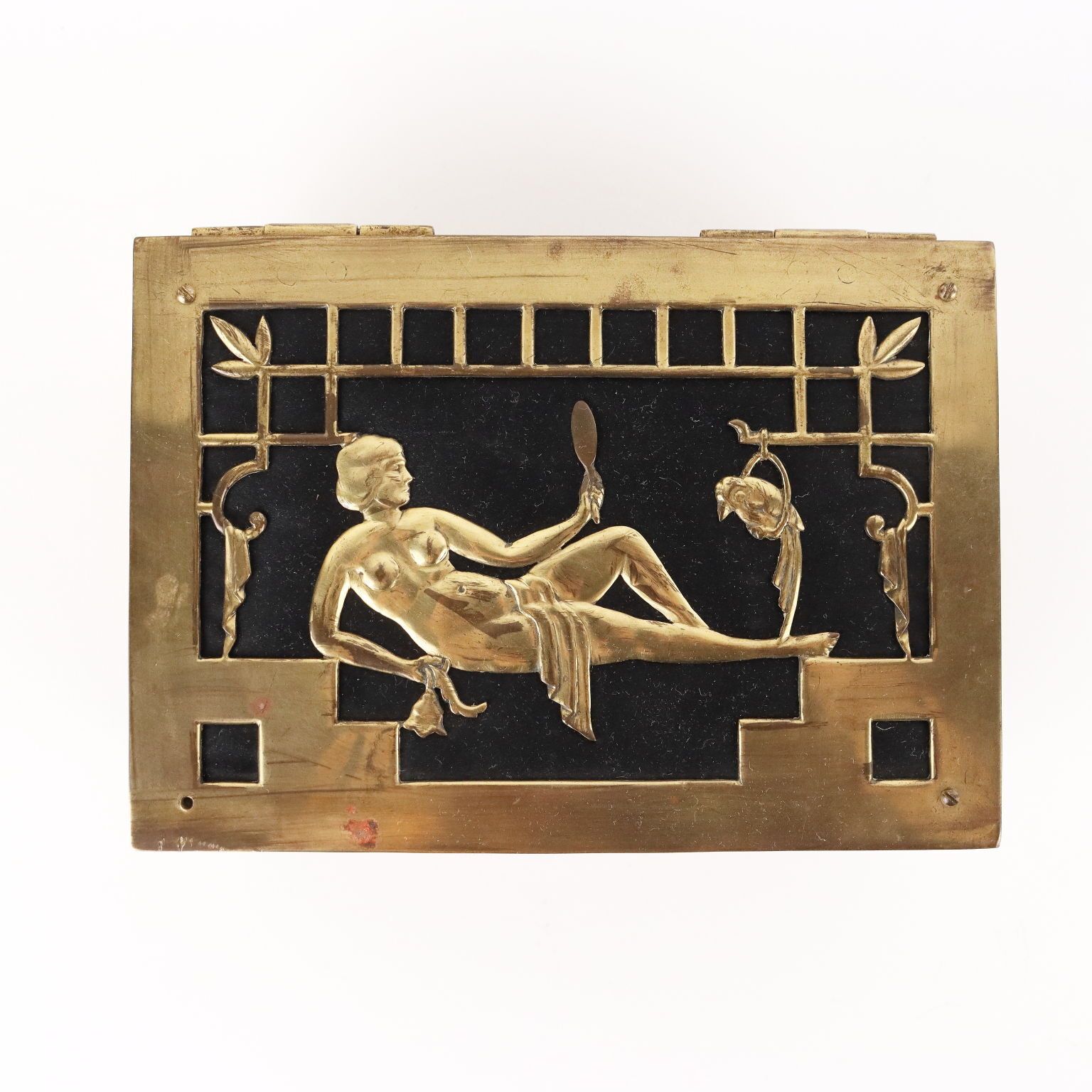 Art Deco Casket Brons Stof Europa jaren 1920-30 photo for sale