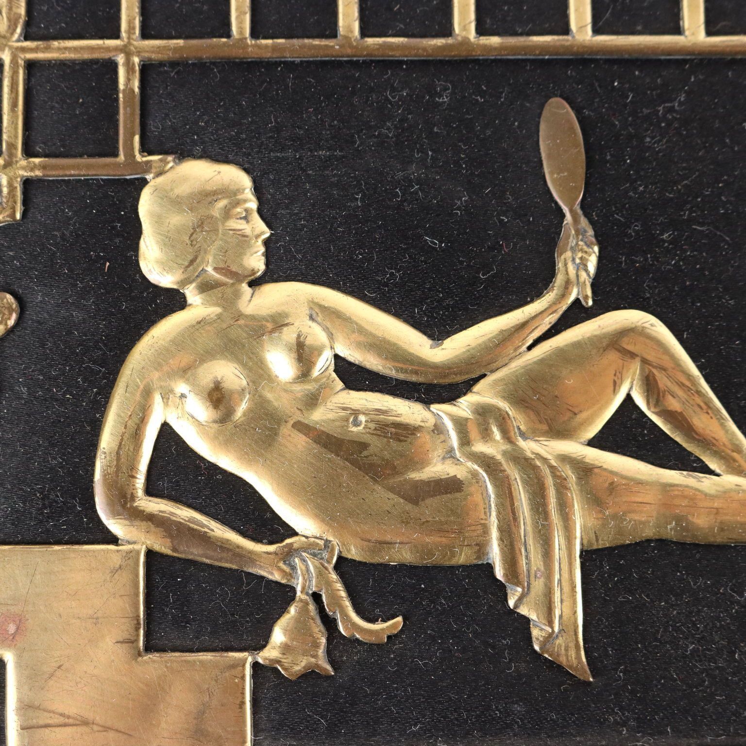 Art Deco Casket Brons Stof Europa jaren 1920-30 photo Woonaccessoires