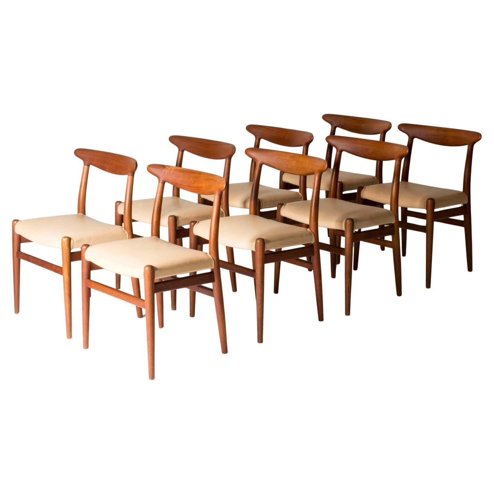Mid-Century Modern "W2" eetkamerstoelen van Hans J. Wegner, Denemarken, jaren 1960