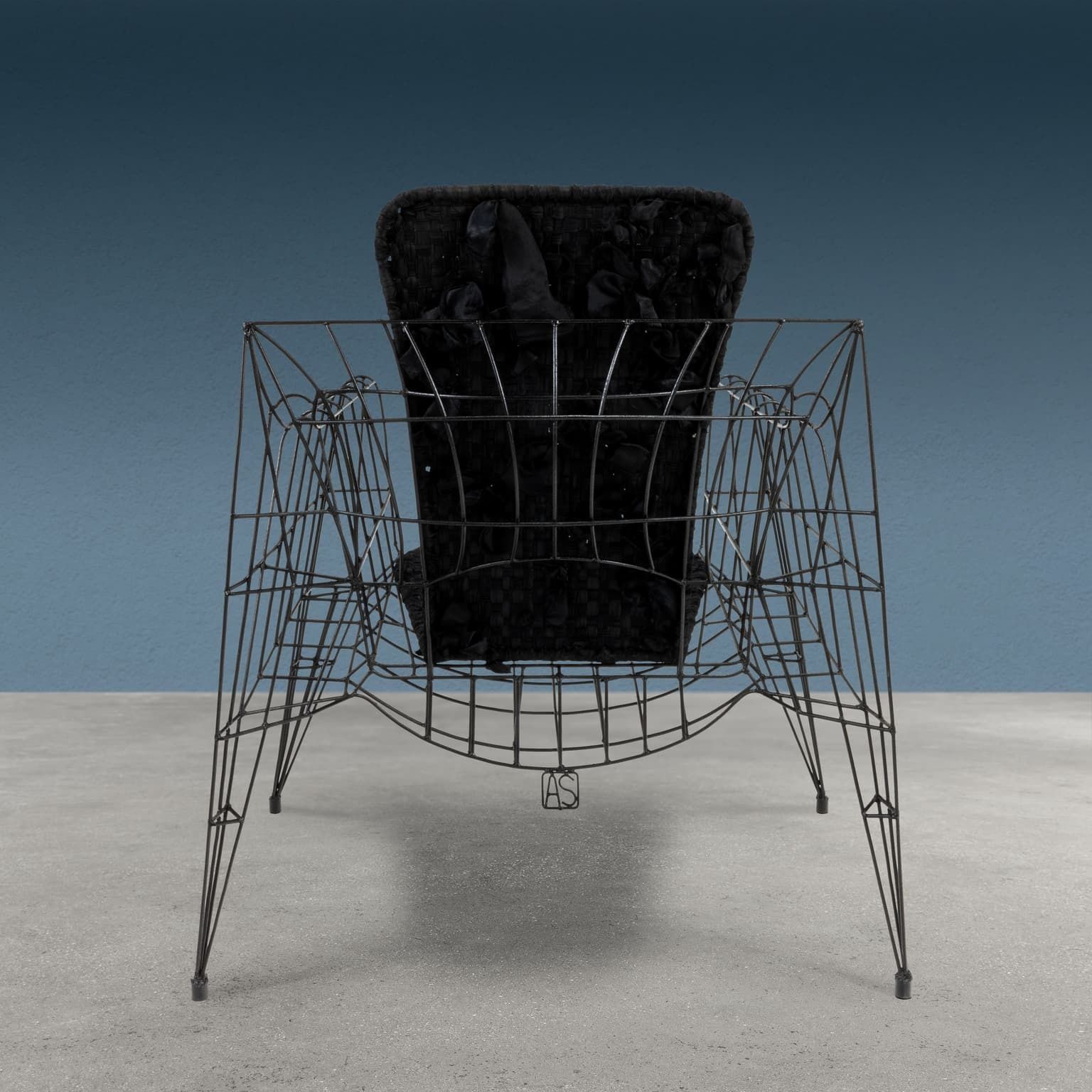 Glass Armchair Minimalisti Series Iron Design Anacleto Spazzapan photo for sale