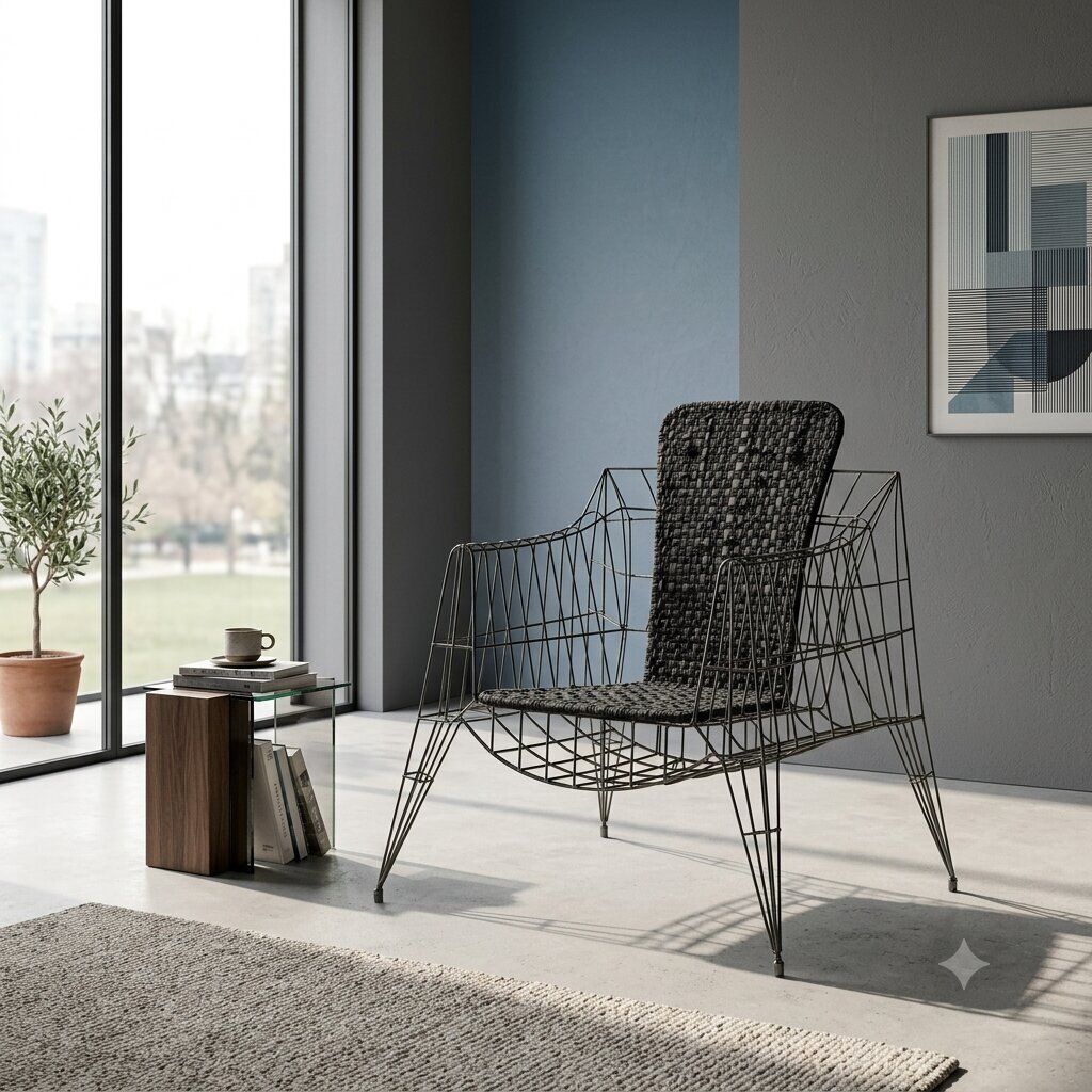 Glass Armchair Minimalisti Series Iron Design Anacleto Spazzapan photo Furniture