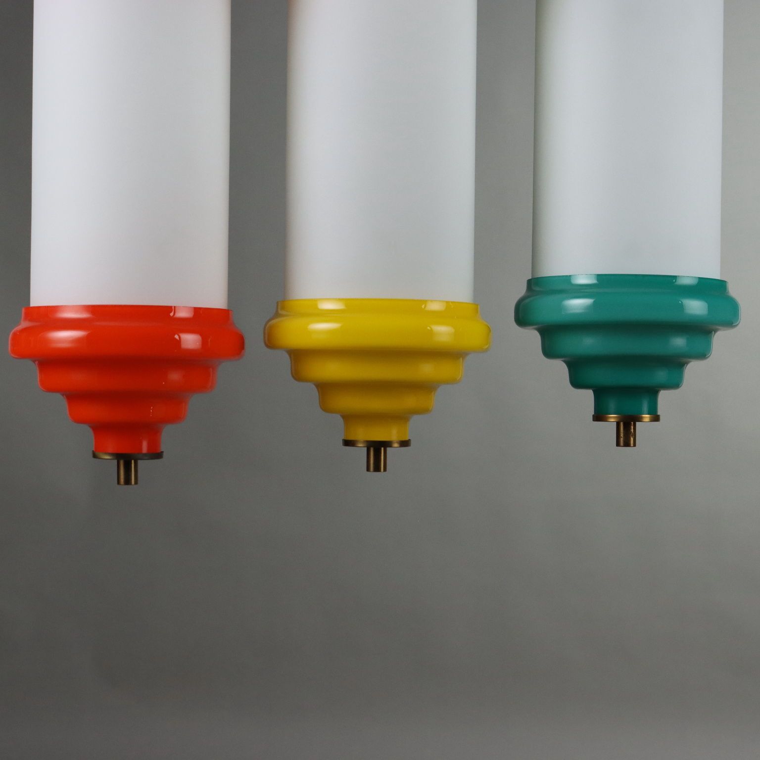 photo vinterior Vintage plafondlamp, aluminium en glas, Italië, ca. jaren 1960