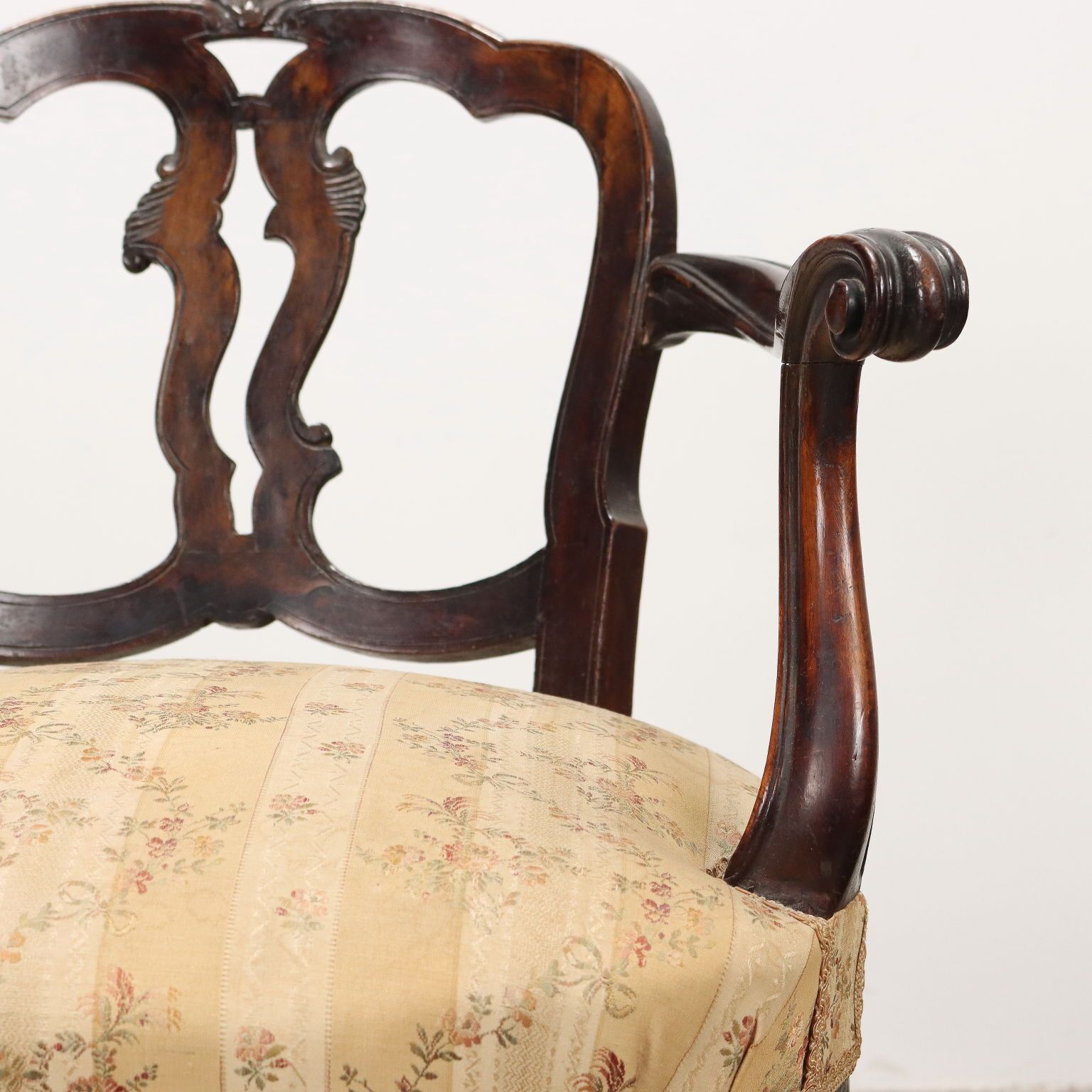 Fauteuil Barokstijl Walnoot Italië XX Eeuw photo 550.0