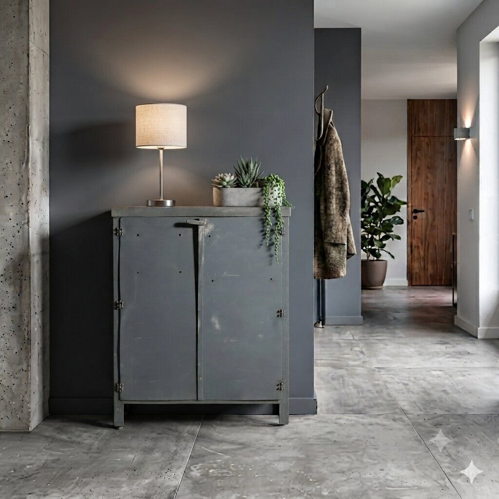 Cabinet industriel en bois et métal, Italie, années 1960 photo furniture