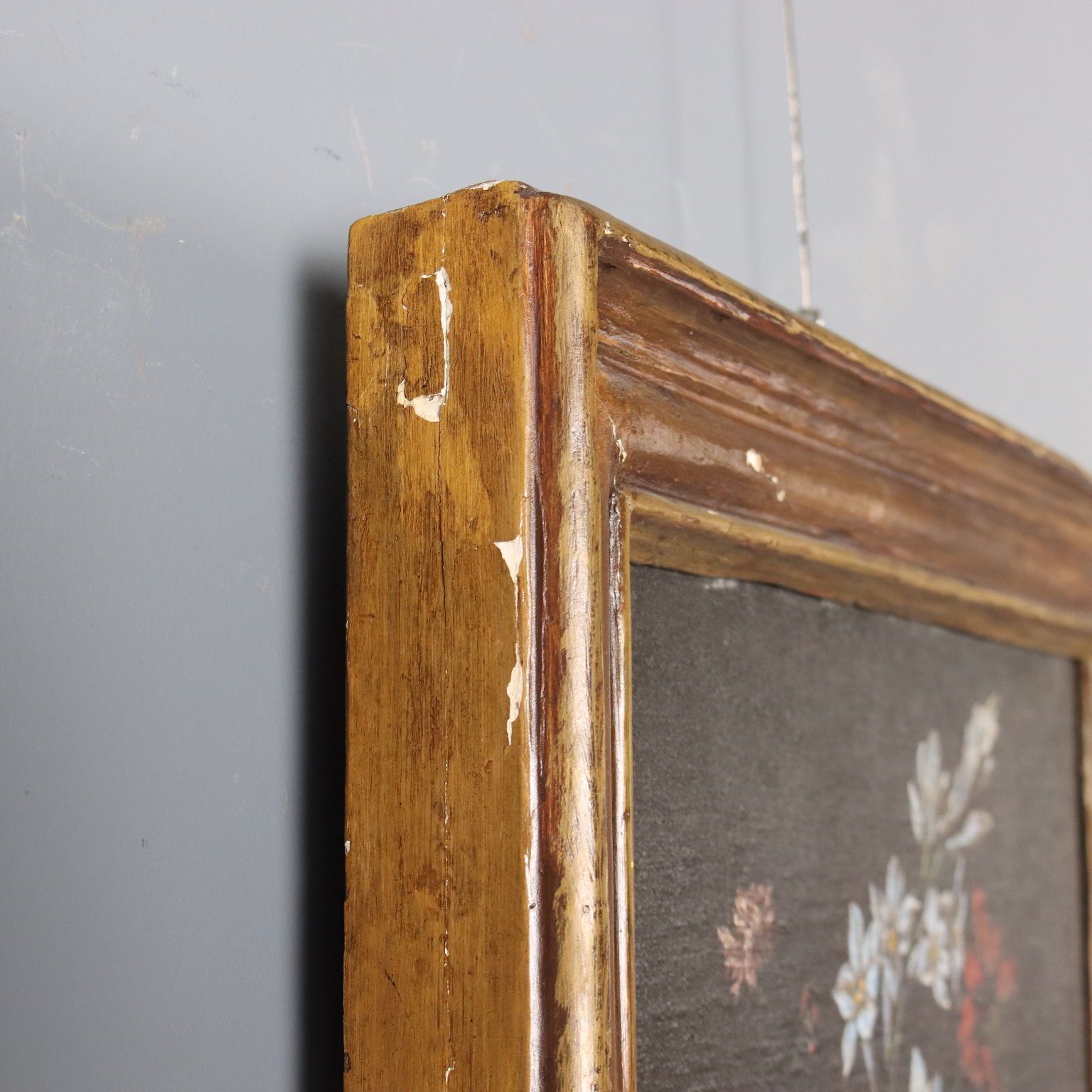 photo furniture Antiek schilderij met fruit en bloemen, olieverf op doek, 19e eeuw