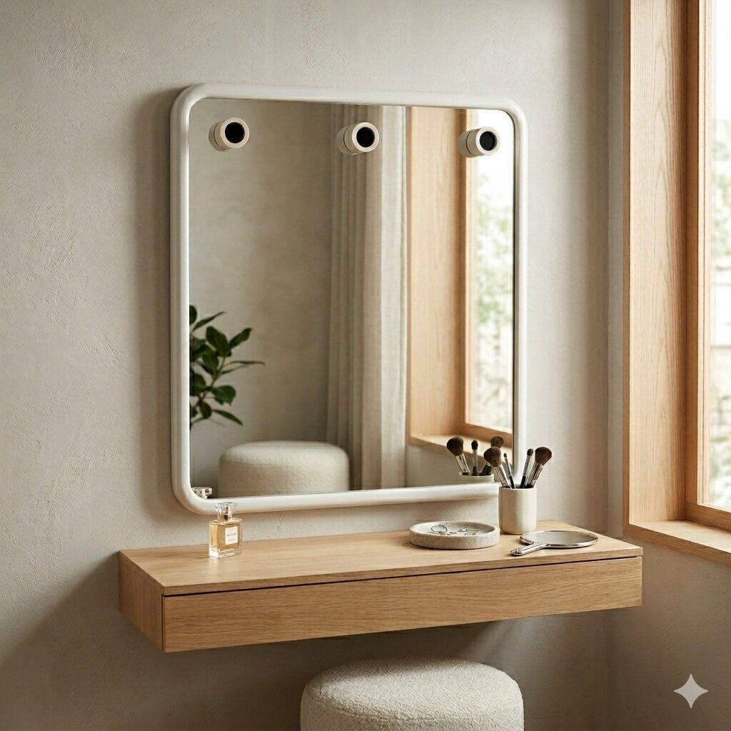 Miroir à trois points lumineux, années 1970 photo furniture