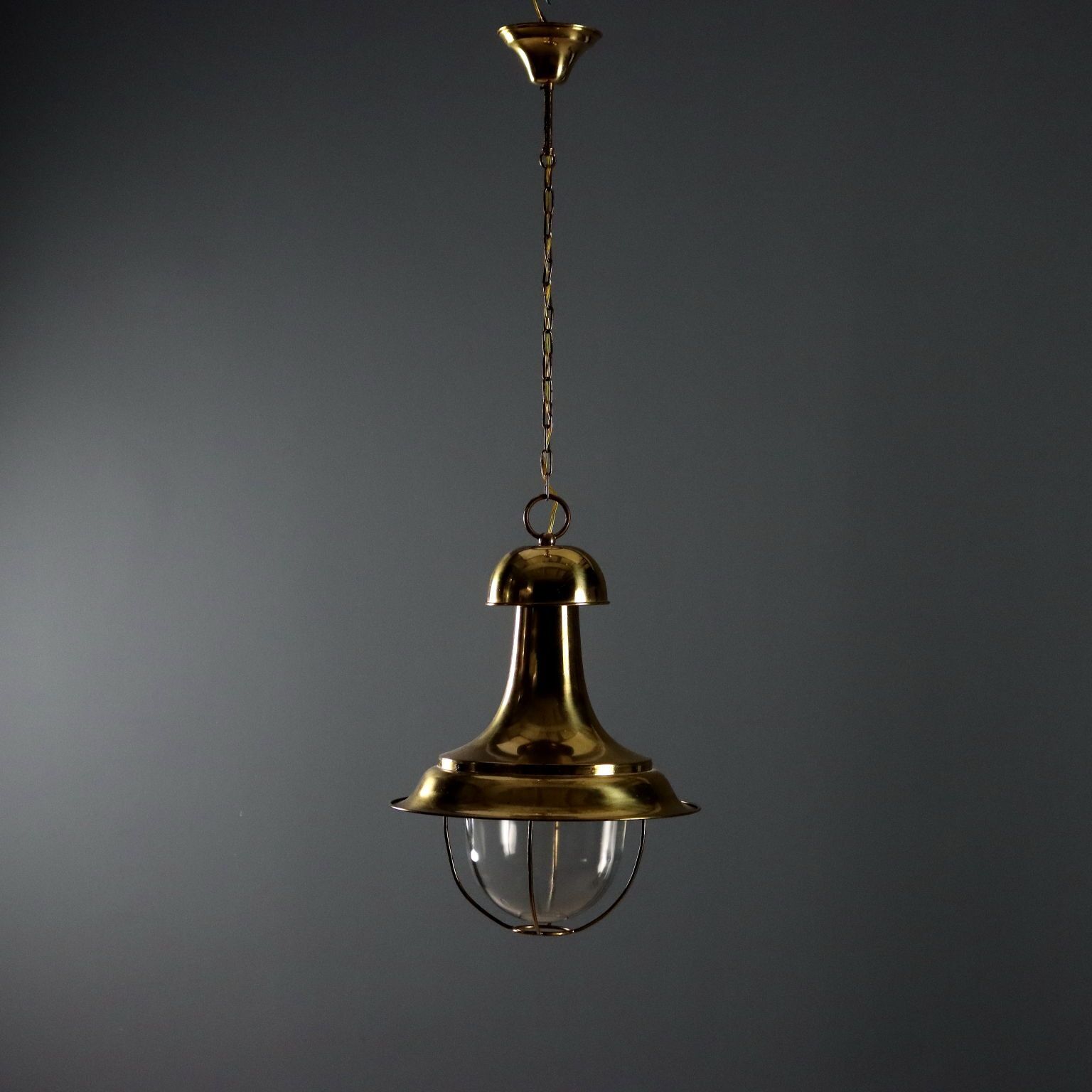 Antieke Kroonluchter Messing Glas Italië 20e Eeuw photo Verlichting