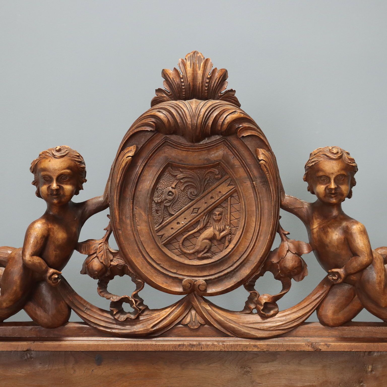 Antique Single Bed Walnut Carvings Italy XIX Century photo 1070.0