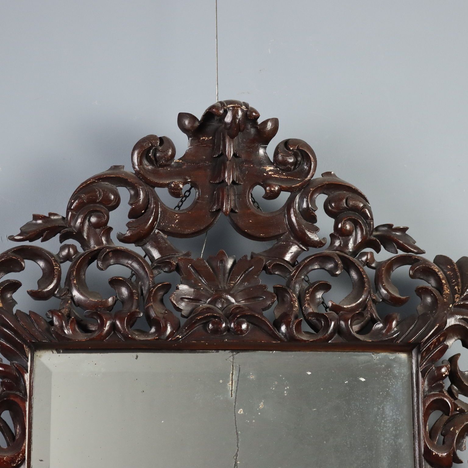 Baroque Style Lacquered Wood Mirror   Italy Early 20th Century photo 550.0