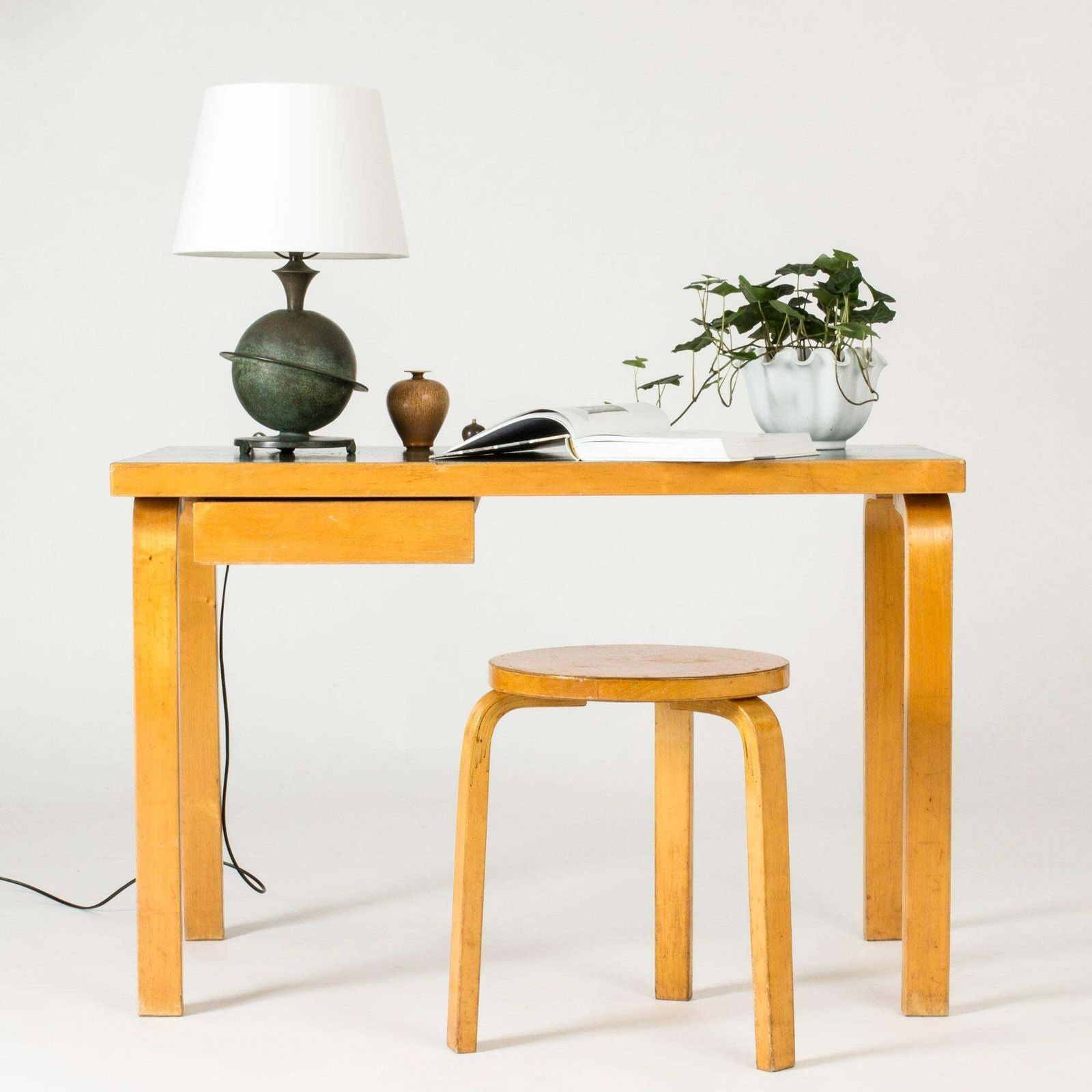 Midcentury Modern Stools By Alvar Aalto, Sweden, 1940s photo for sale