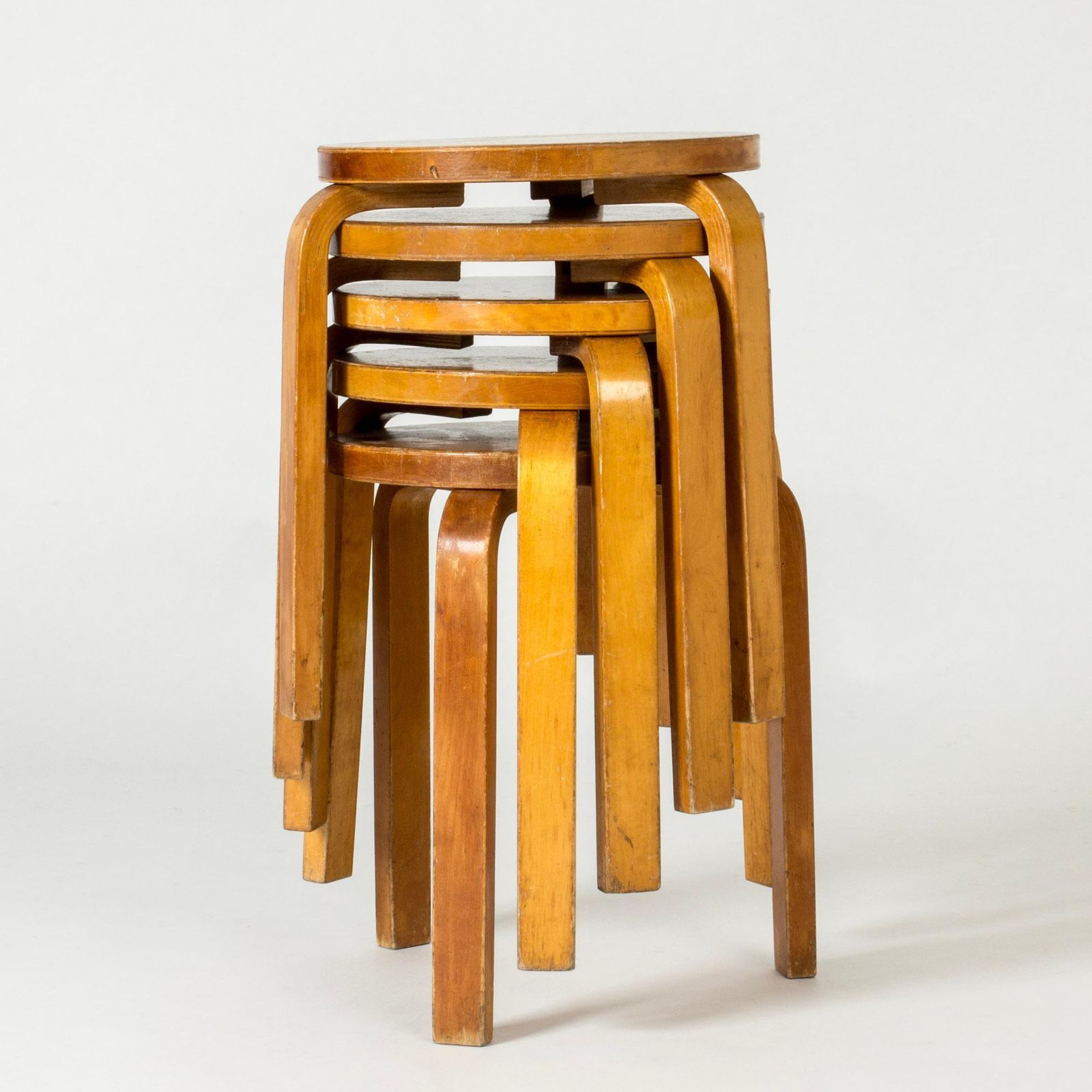 Midcentury Modern Stools By Alvar Aalto, Sweden, 1940s photo Furniture