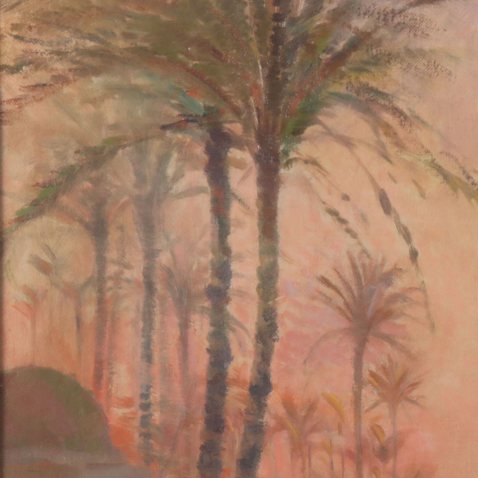 Peinture, paysage exotique avec pyramides et personnages photo vinterior