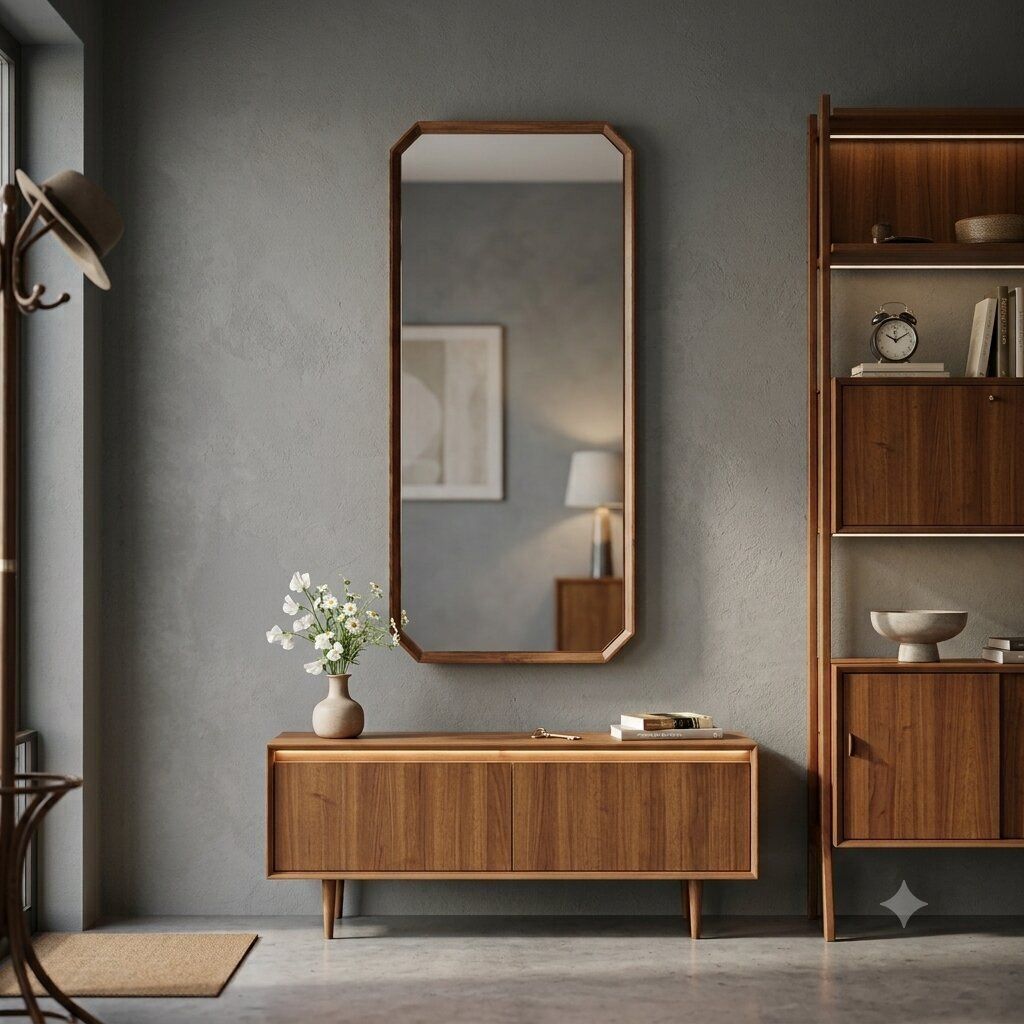 Miroir vintage, cadre en noyer, Italie, années 1960 photo furniture