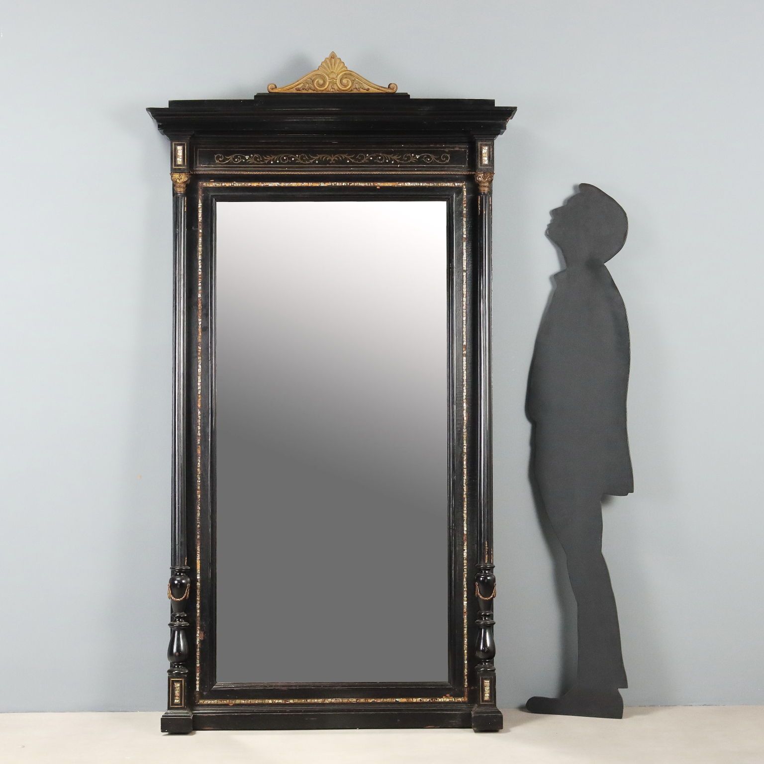 Antique Mirror Ebonized Wood Inalys Italy XIX Century photo furniture