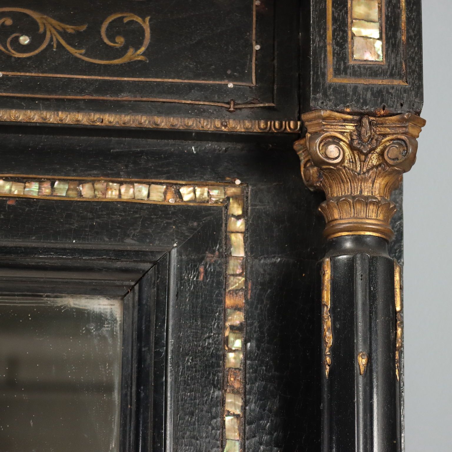Antique Mirror Ebonized Wood Inalys Italy XIX Century photo buy