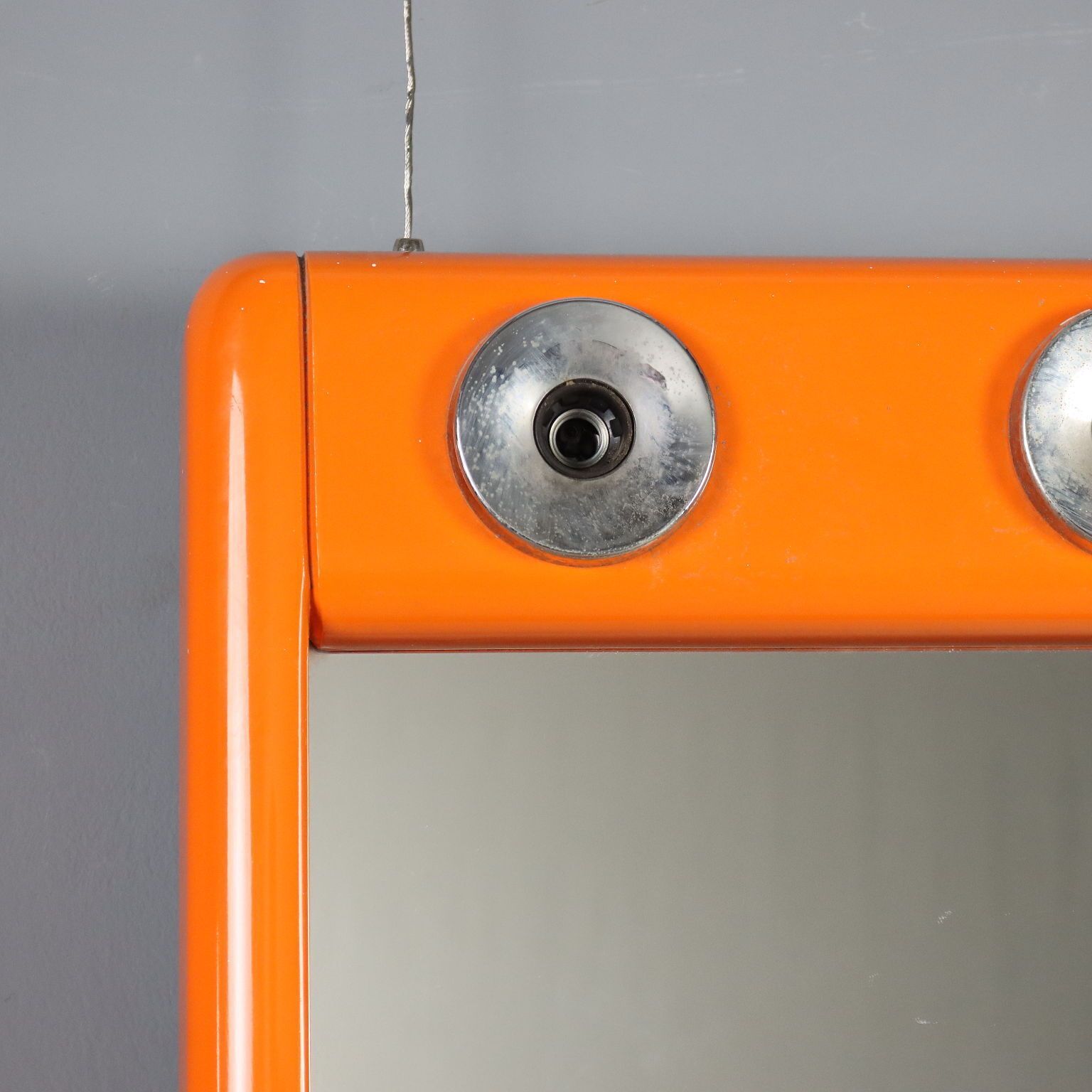 Vintage Mirror Aluminium Plastic 4 Lights Design Italy 1970s photo 170.0