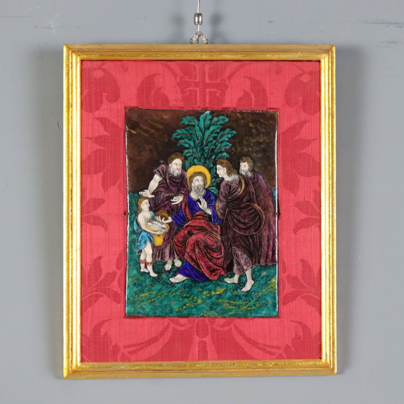 Antique Panel Limoges Enamels On Copper Religious XVII Century