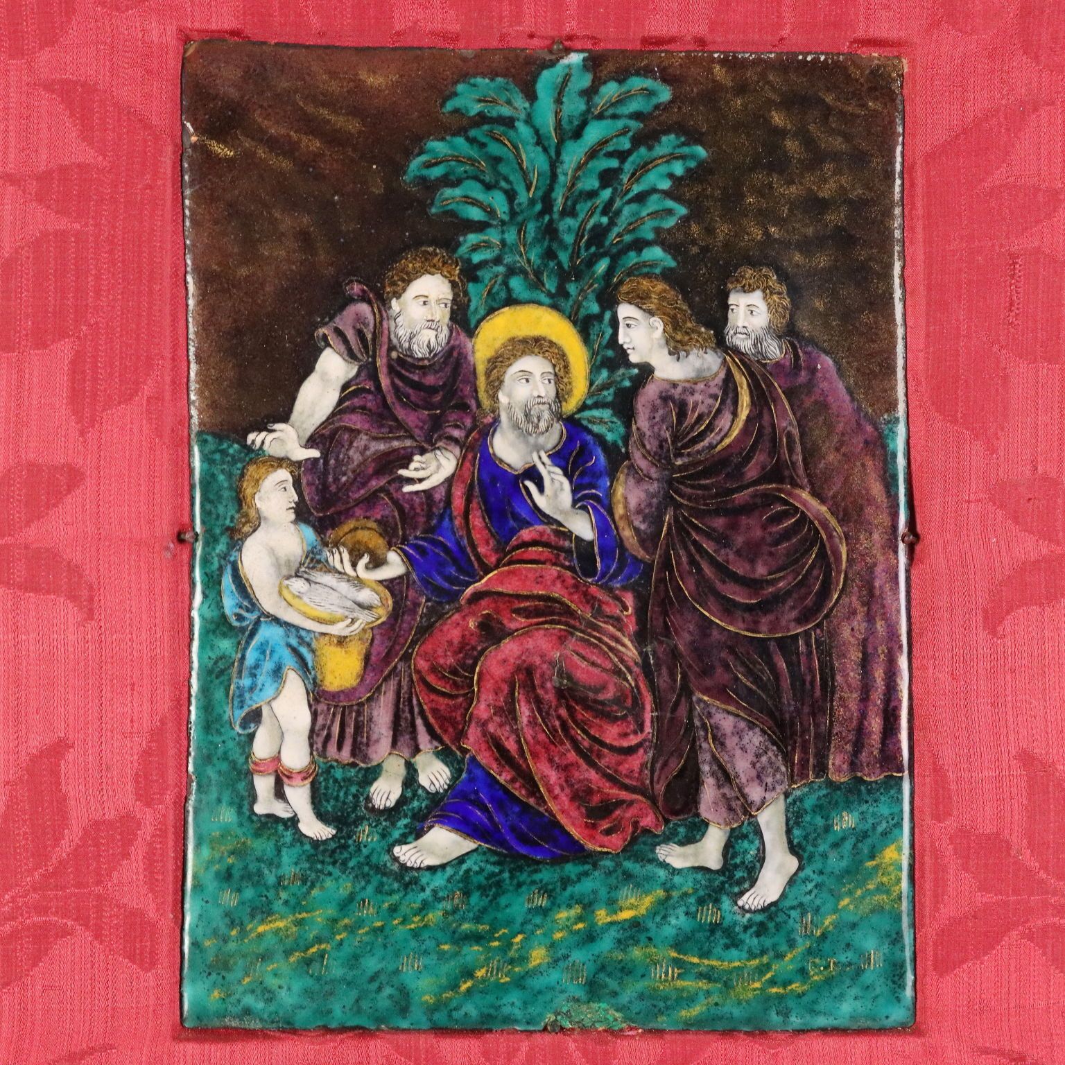 Antique Panel Limoges Enamels On Copper Religious XVII Century photo for sale